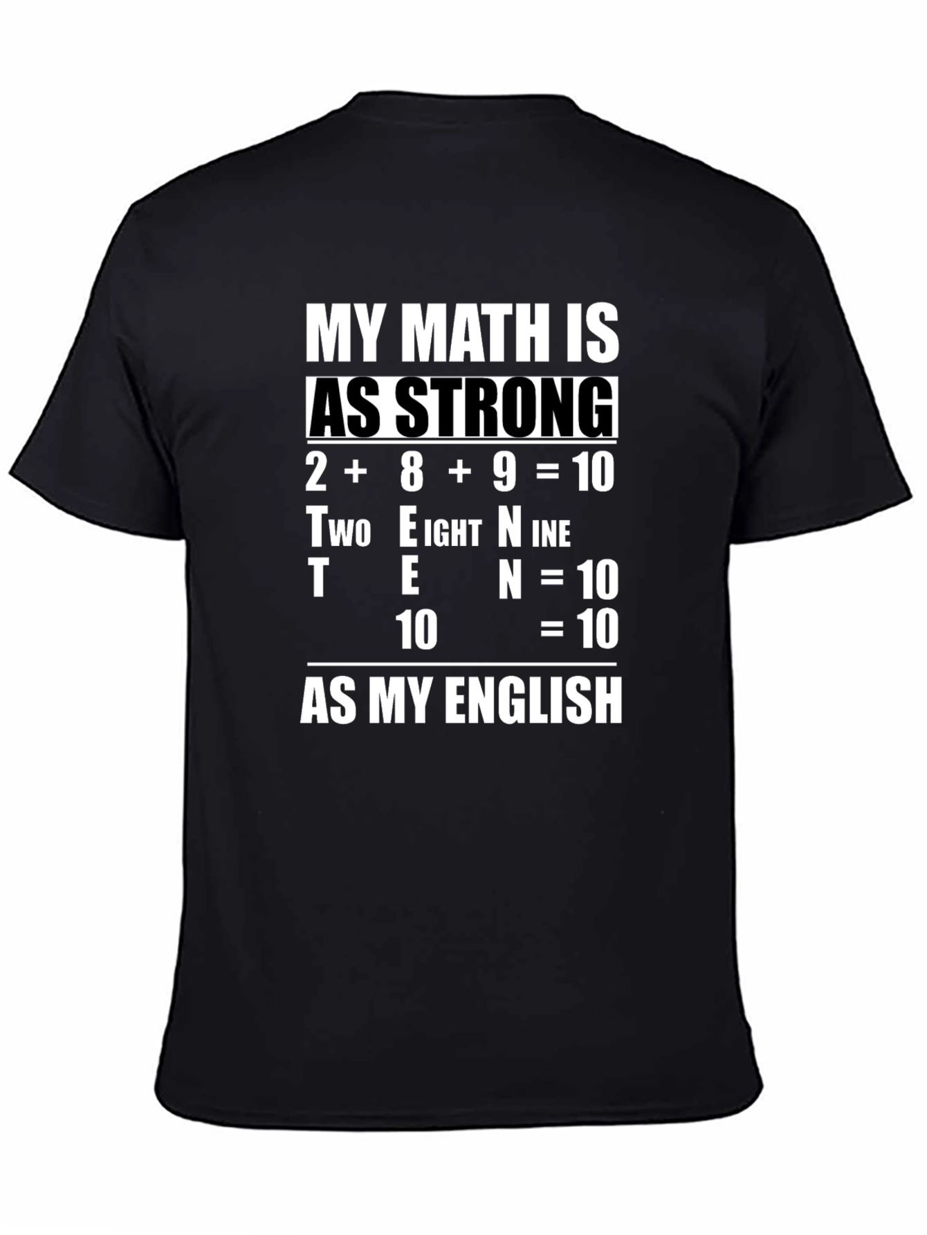 Black Funny Math & English Humor Graphic T-Shirt view 4