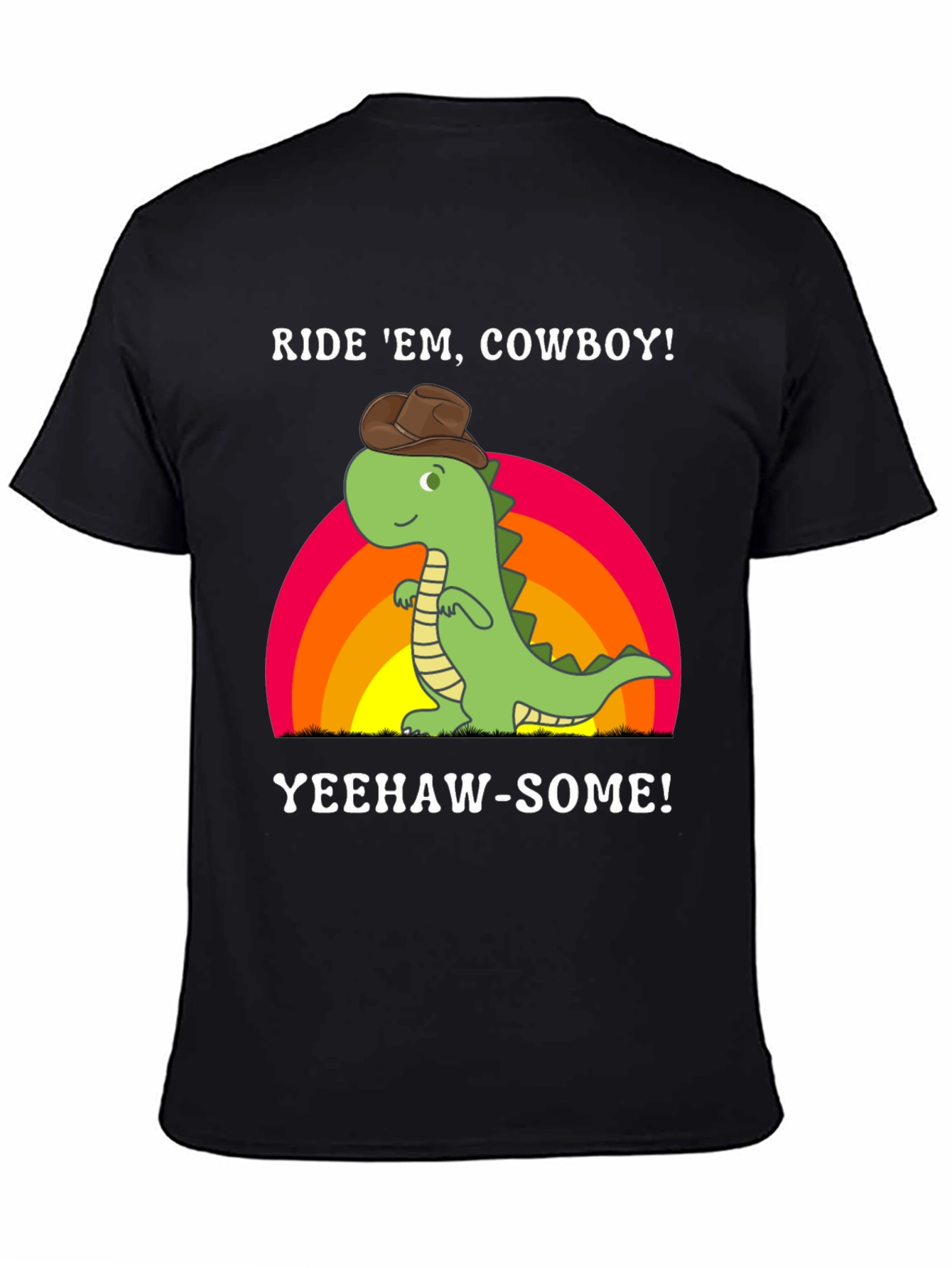 Black Ride 'Em Cowboy Dinosaur T-Shirt view 4