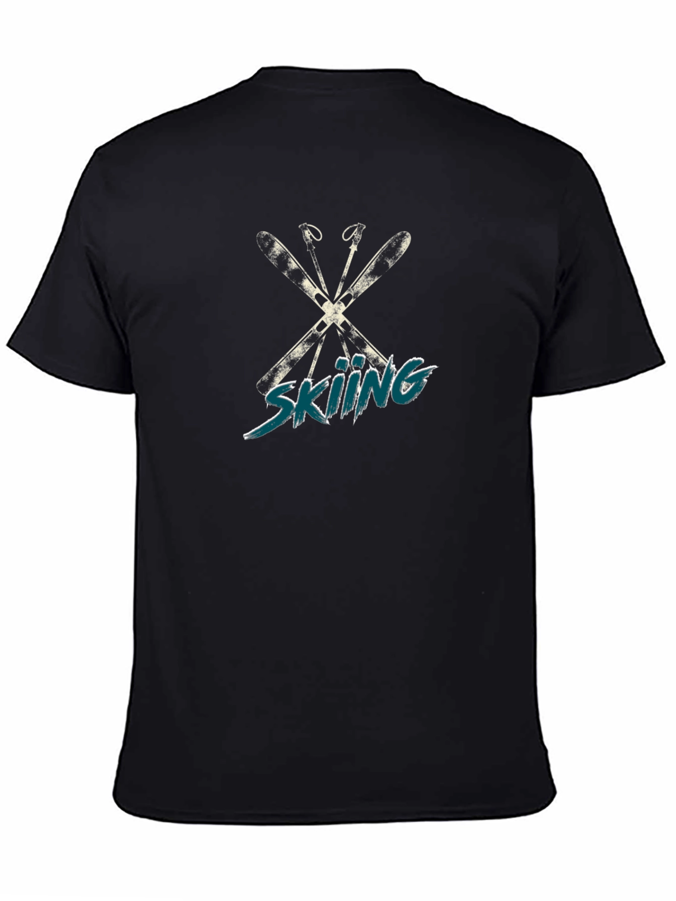 Black Skiing Graphic T-Shirt - Winter Sport Tee view 4