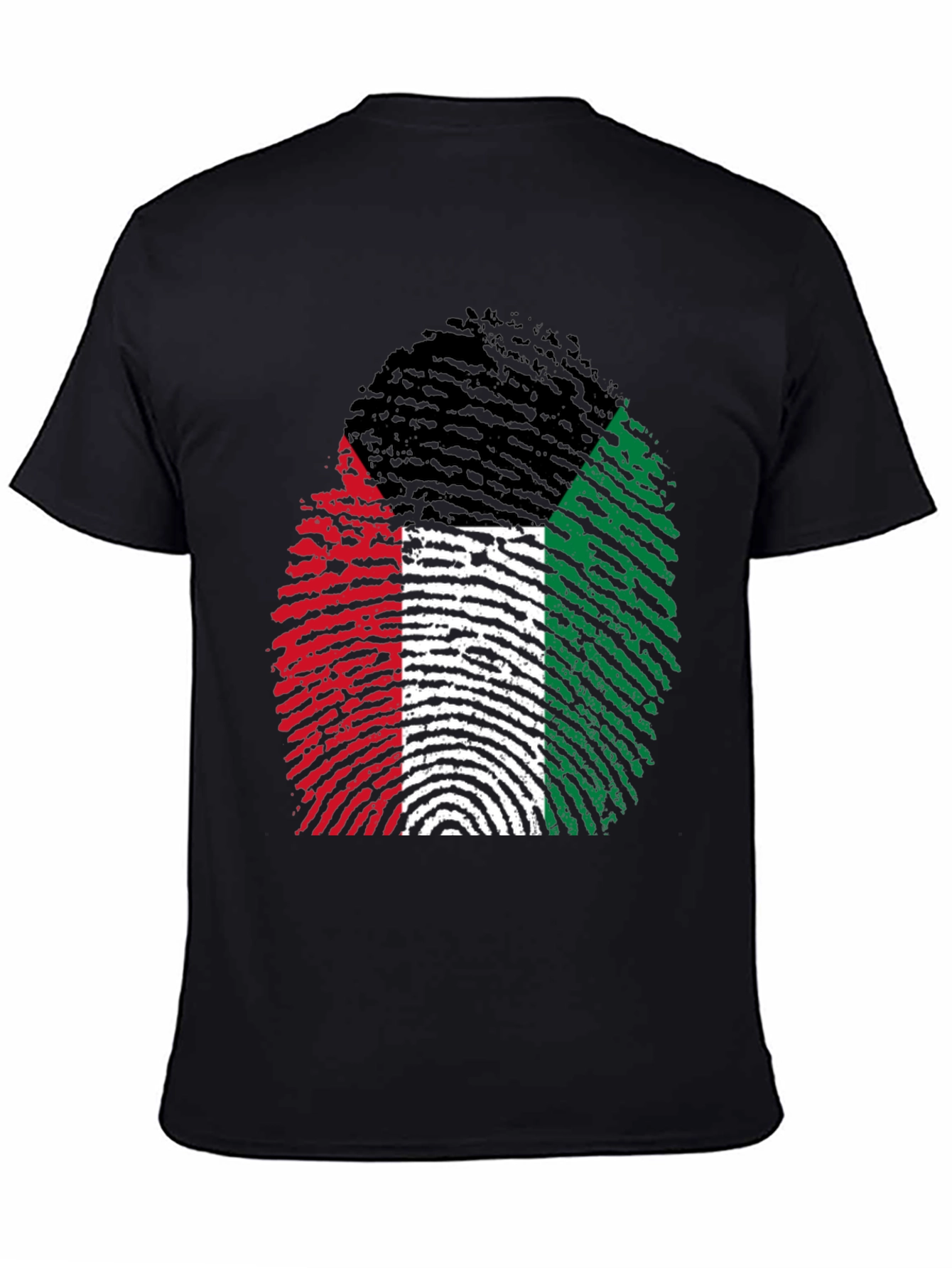 Black Unique Fingerprint Flag Graphic Tee view 4