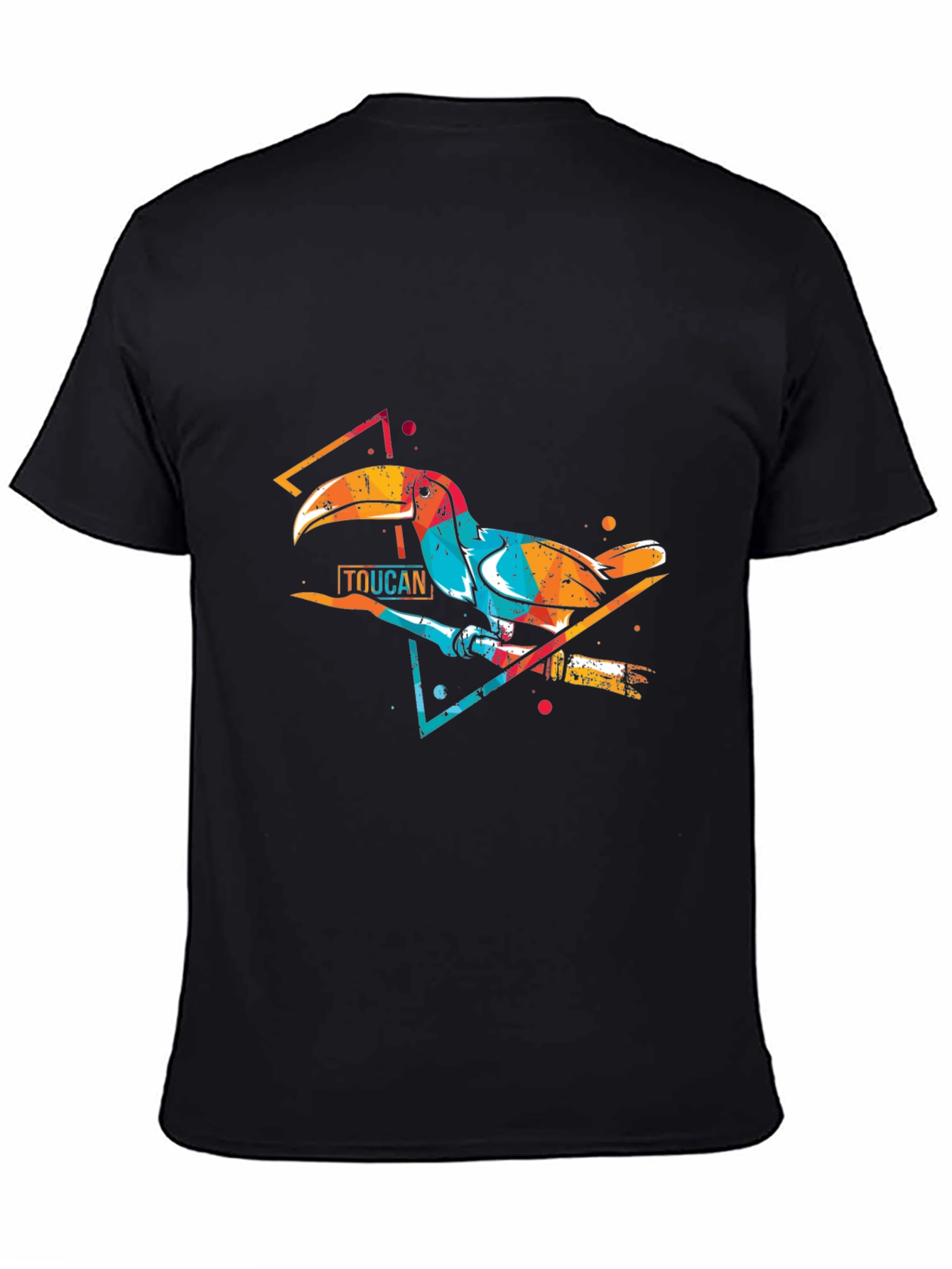 Black Vibrant Toucan Graphic Print Crew Neck T-Shirt view 4