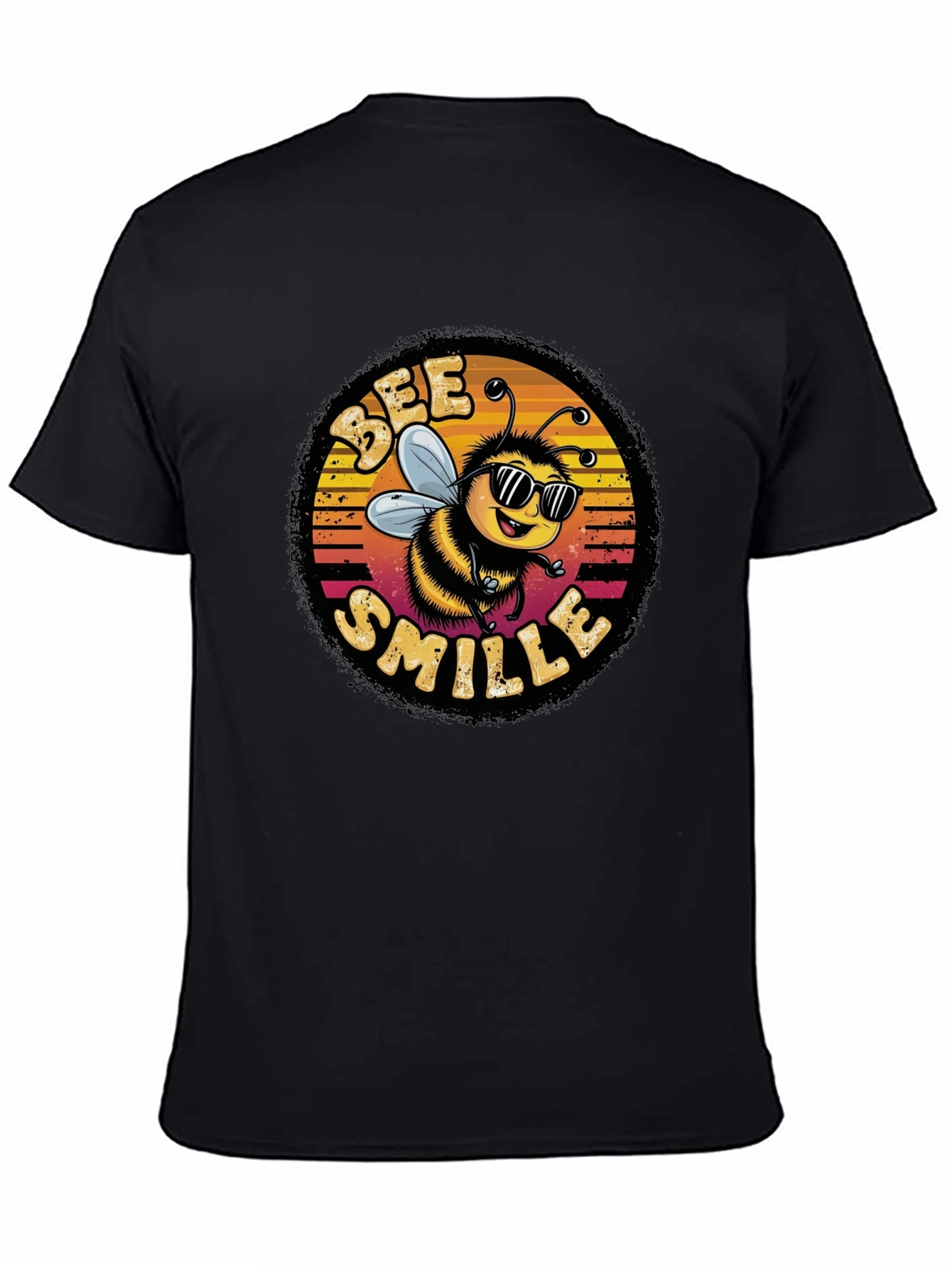 Black Bee Smile Graphic T-Shirt - Black view 4