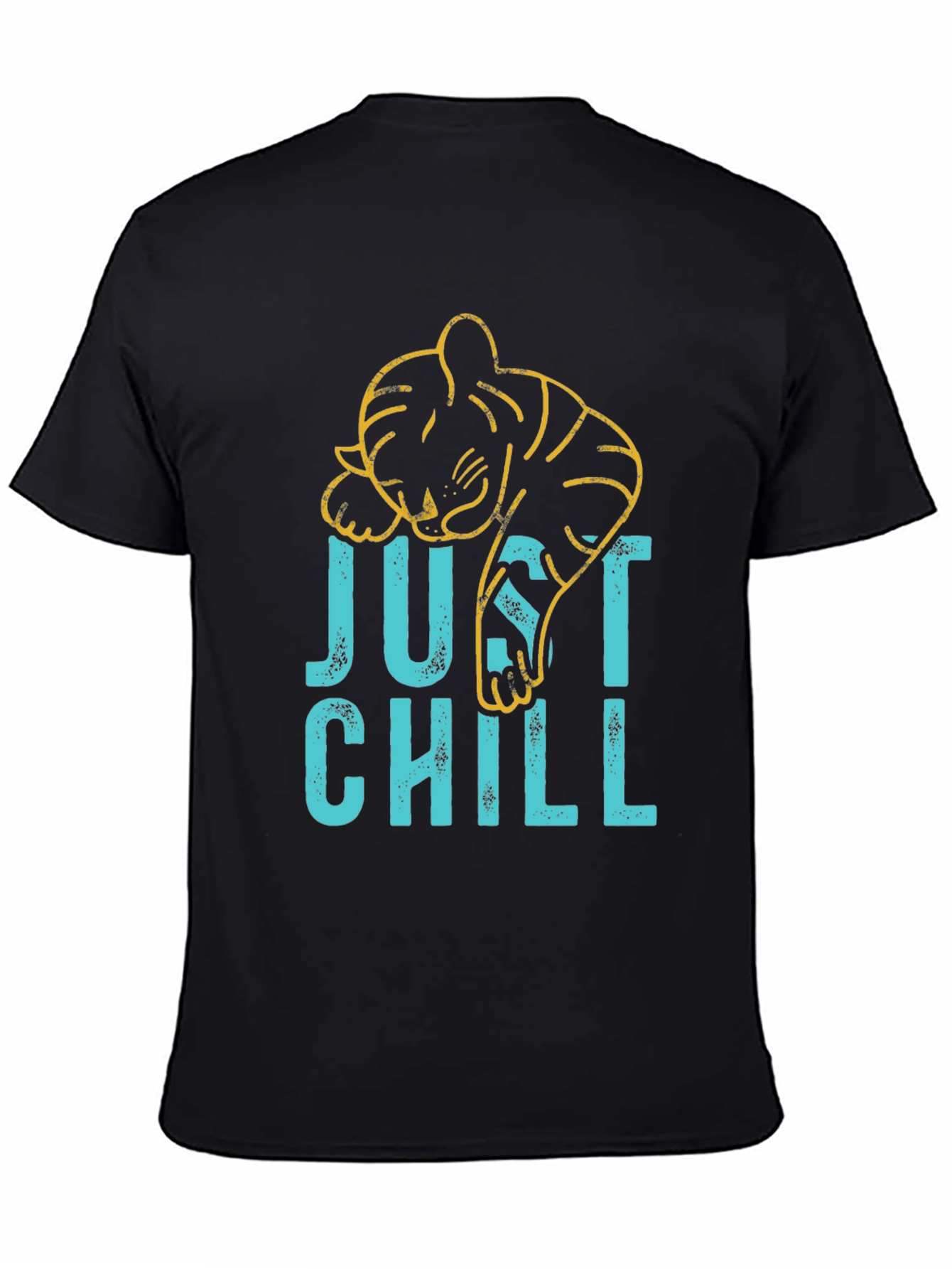 Black Just Chill Graphic Tee - Lazy Tiger Design view 4