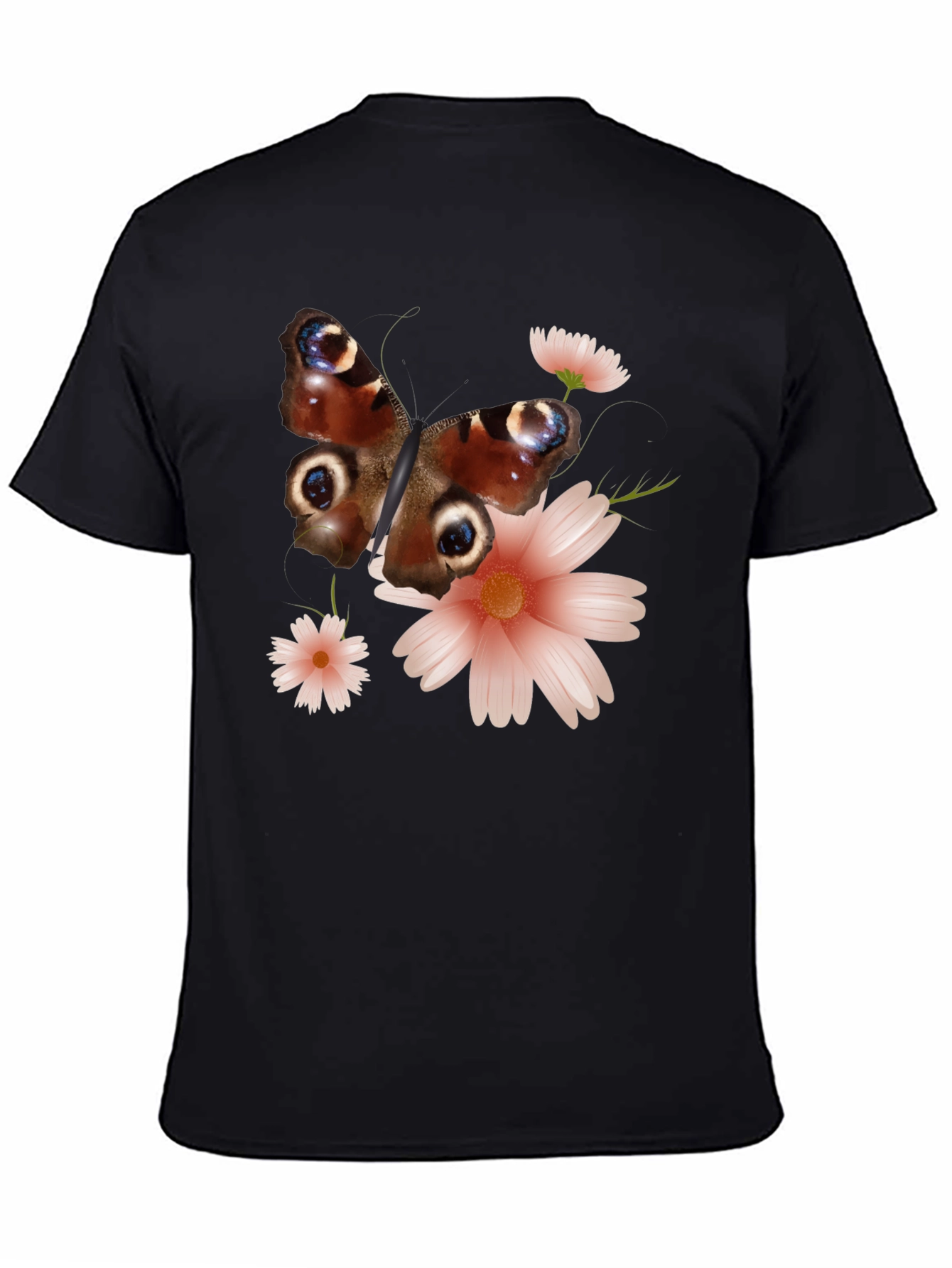 Black Butterfly & Floral Graphic Tee view 4