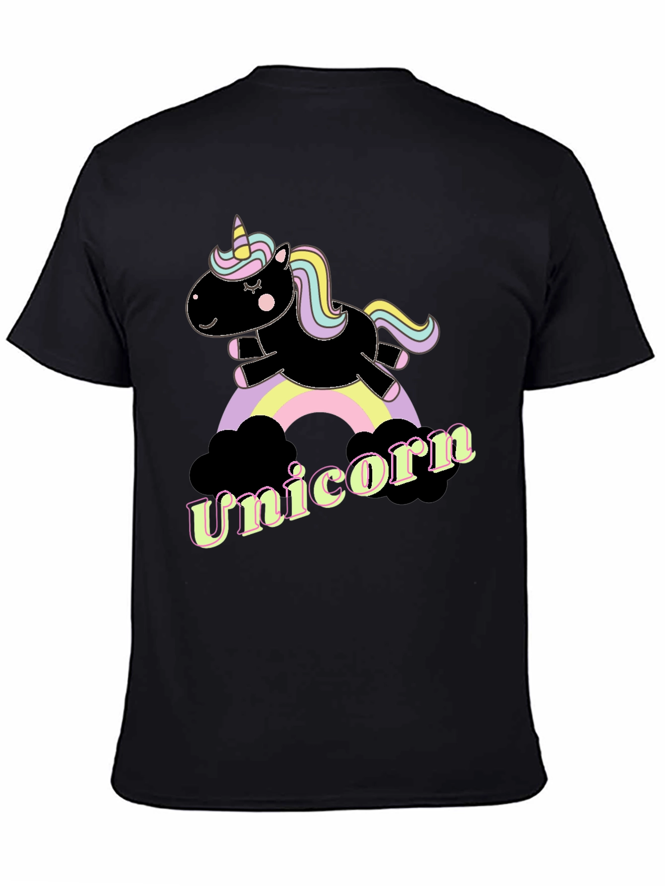 Black Unicorn Rainbow Graphic T-Shirt - Fun & Stylish view 4