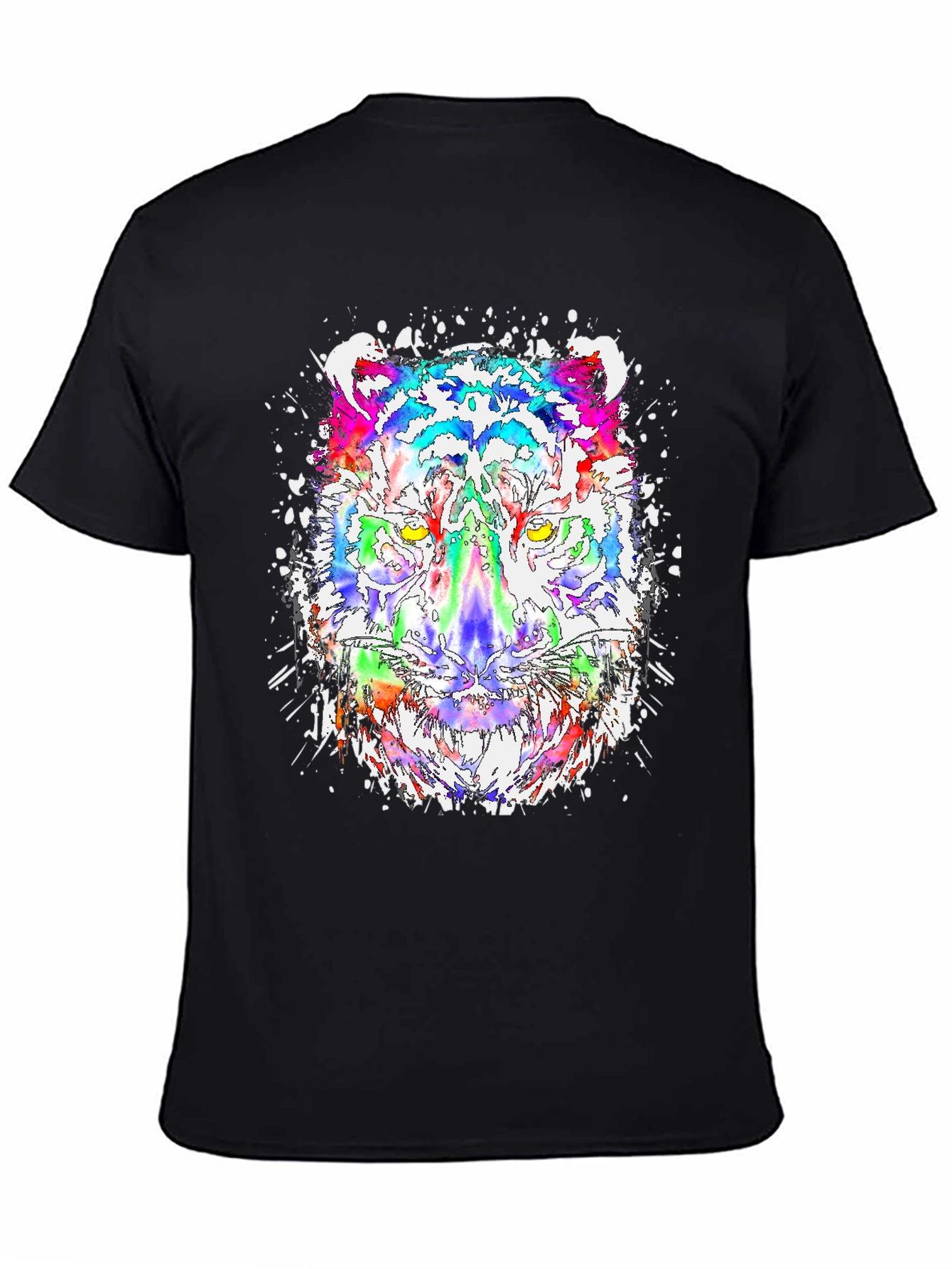 Black Vibrant Tiger Graphic Tee - Cool Colorful Design view 4