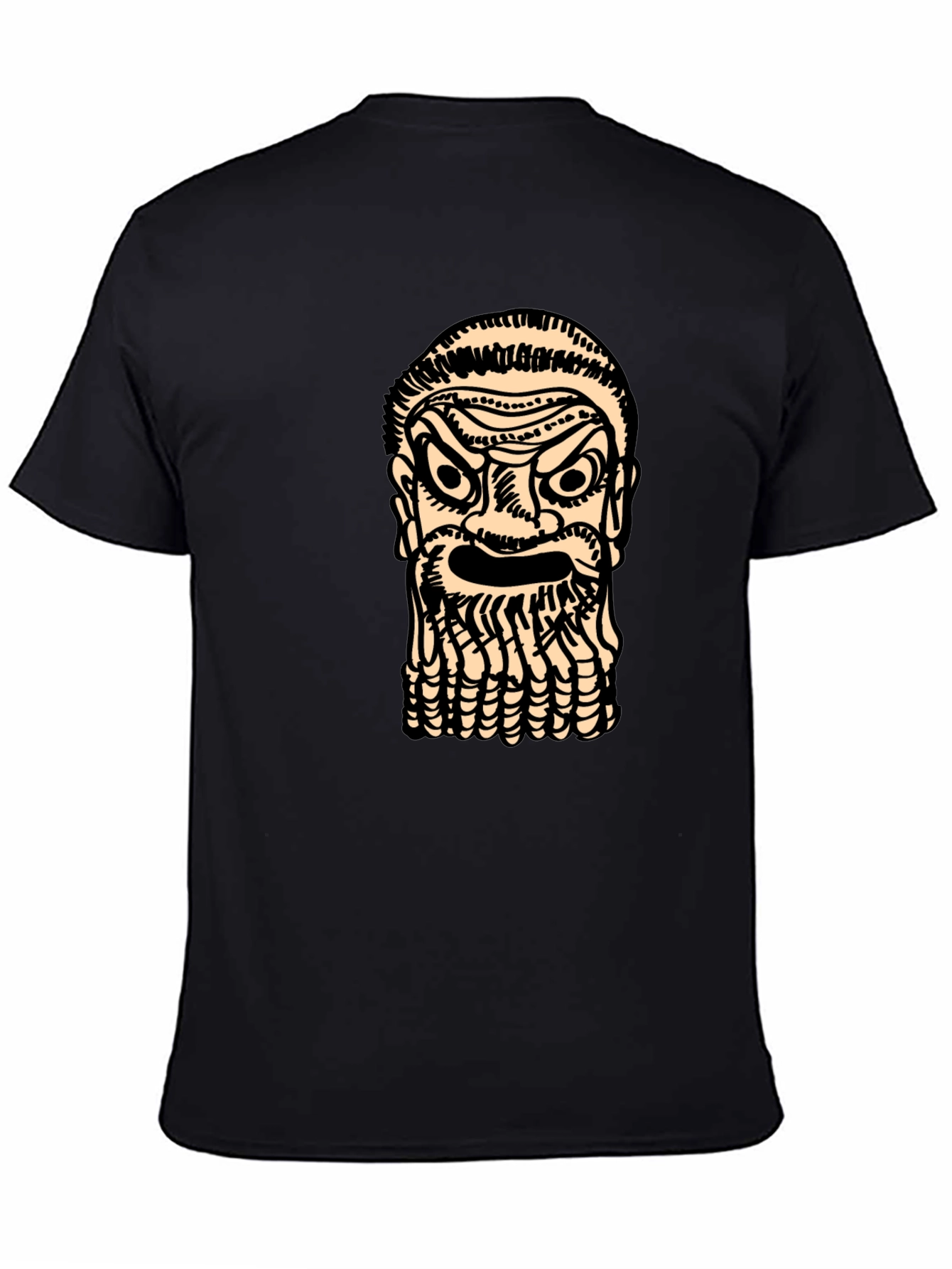 Black Graphic Tee: Ancient Face Black T-Shirt view 4