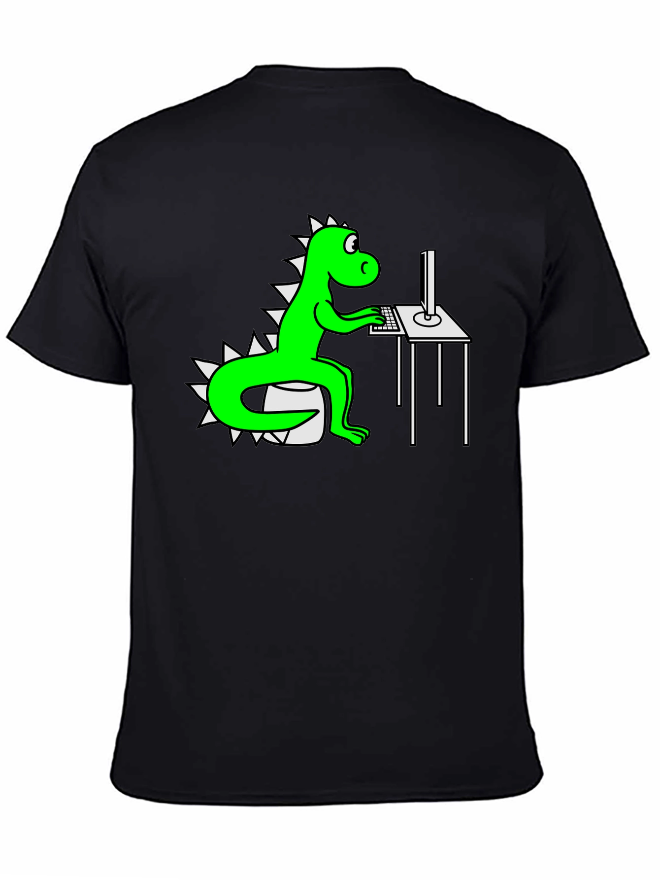 Black Dinosaur Programmer T-Shirt view 4