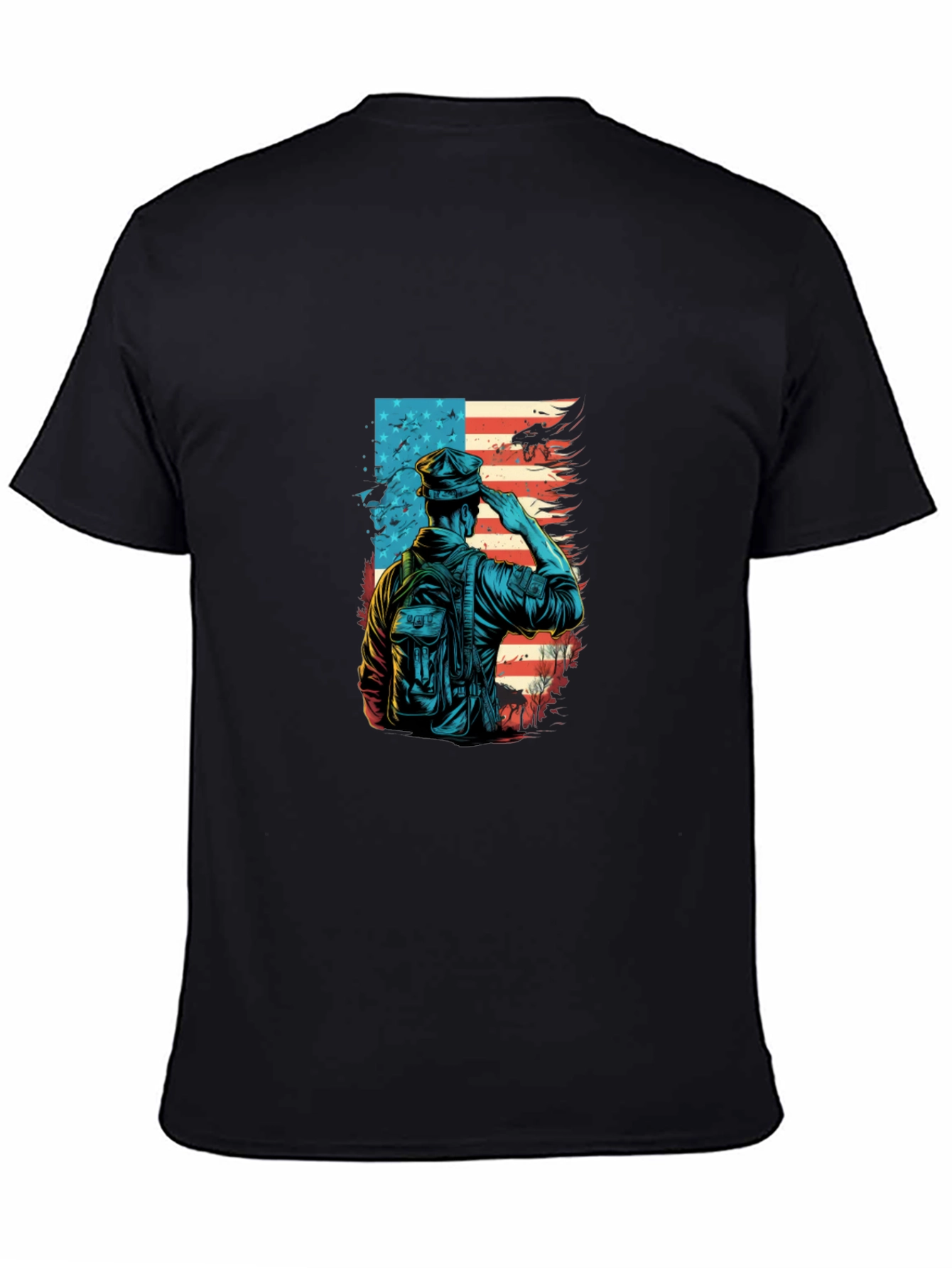 Black Patriotic Soldier Graphic T-Shirt view 4