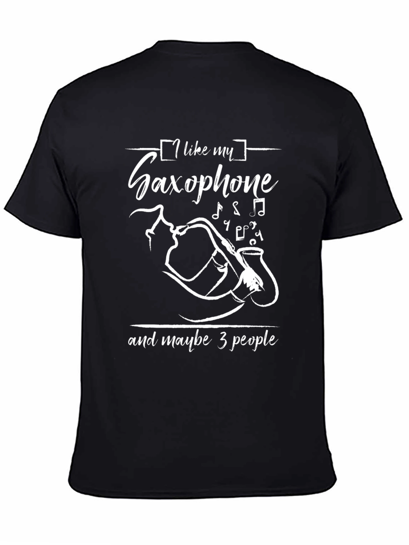 Black Saxophone Lover Graphic Tee - Black Cotton Comfort view 4