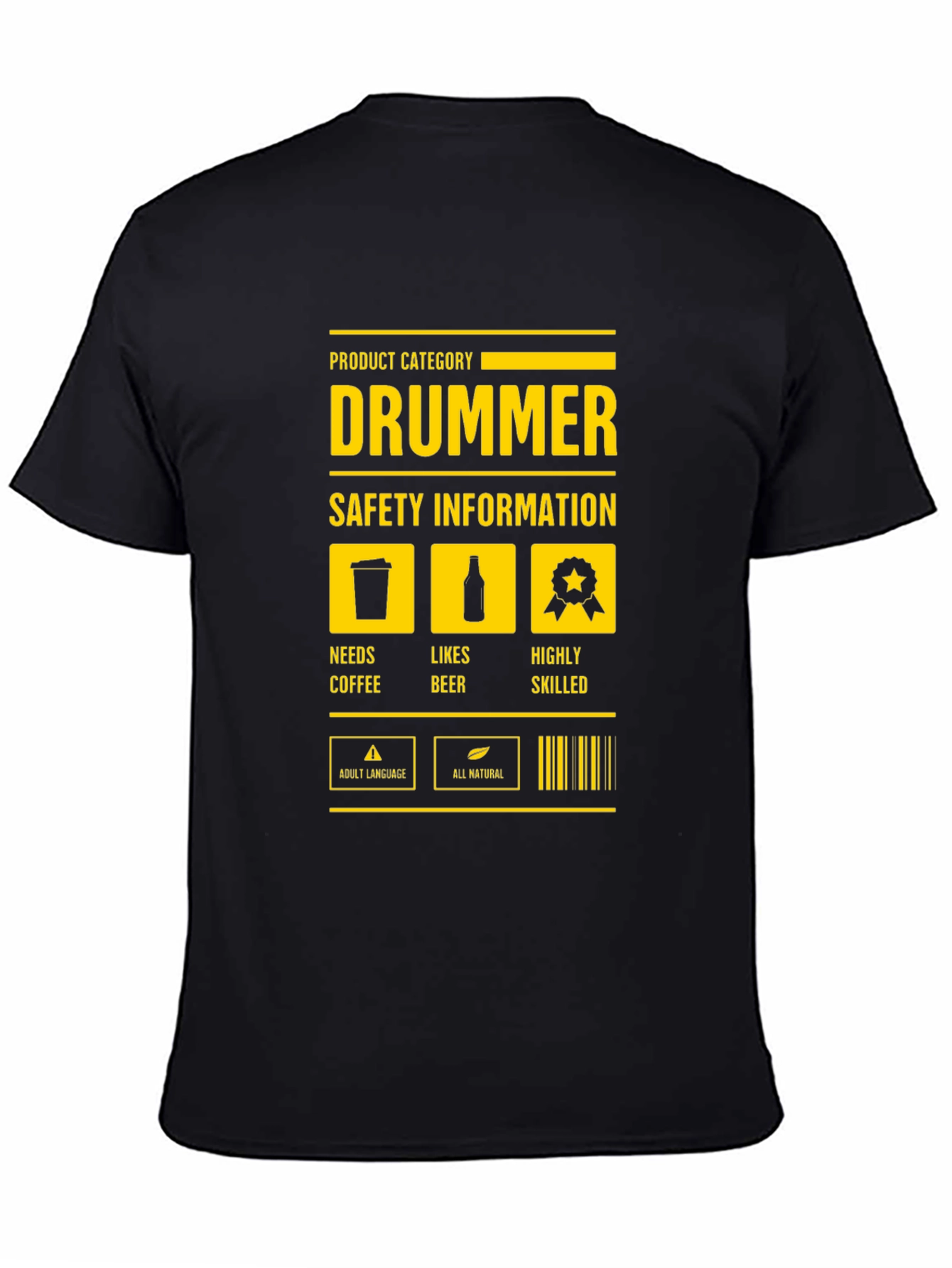 Drummer Safety Information Black T-Shirt - 4