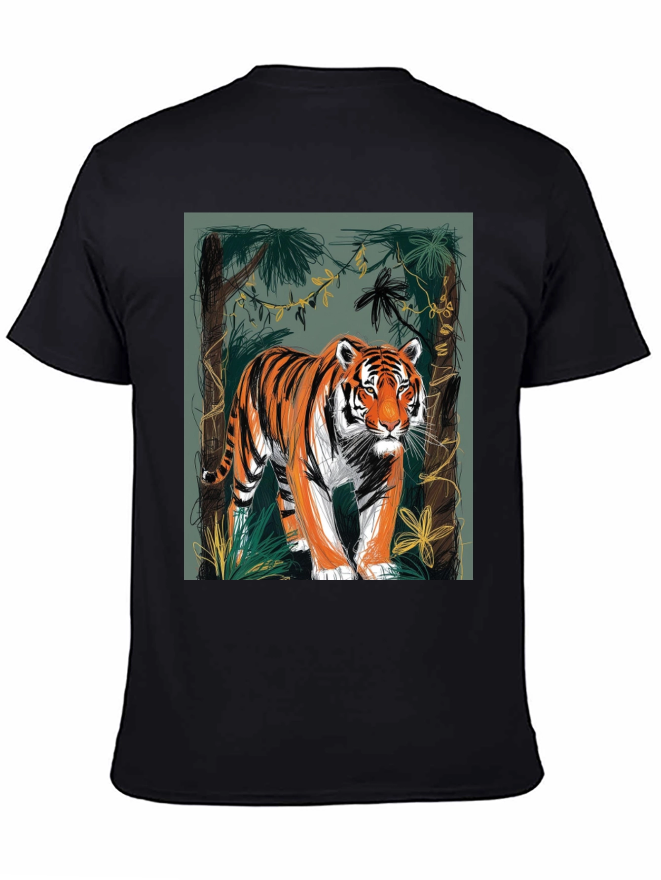 Black Tiger Graphic Tee - Jungle Design view 4