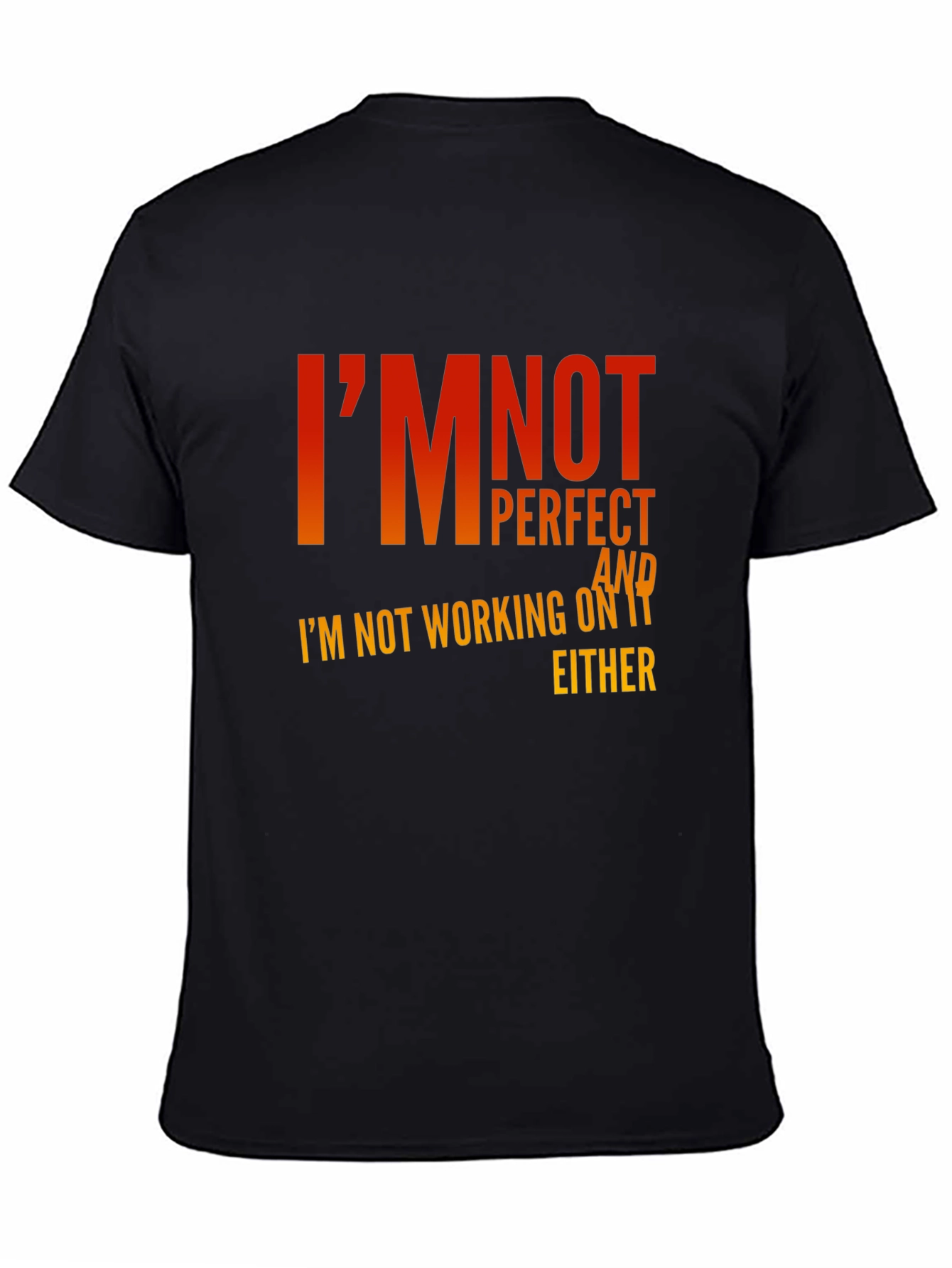Black Funny Slogan Graphic T-Shirt - I'm Not Perfect view 4