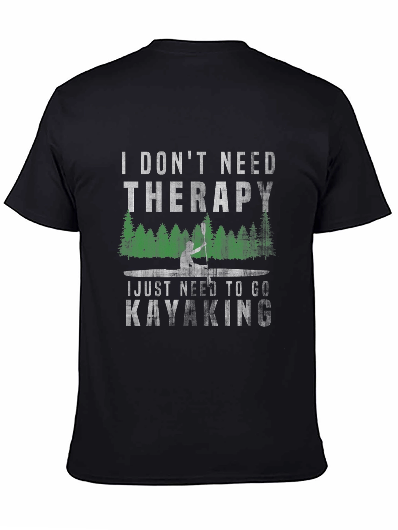 Black I Don't Need Therapy Kayaking T-Shirt view 4