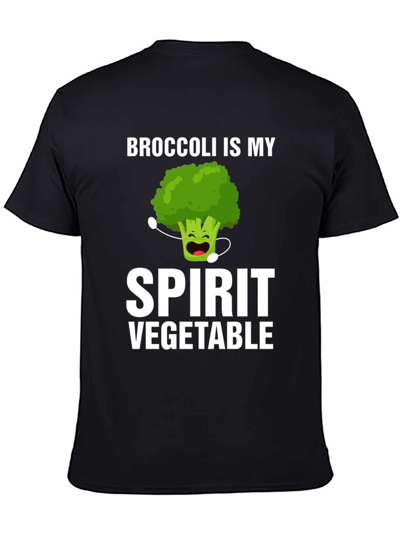 Black Broccoli Spirit Vegetable T-Shirt Funny Foodie Tee view 4