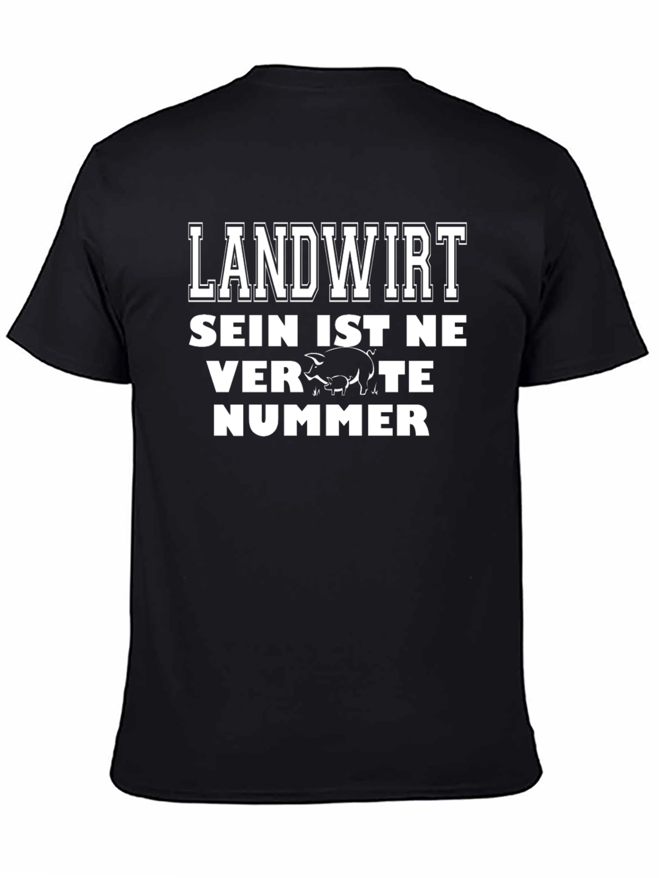 Black Landwirt Shirt - Farmer Black Tee with Pig Design view 4
