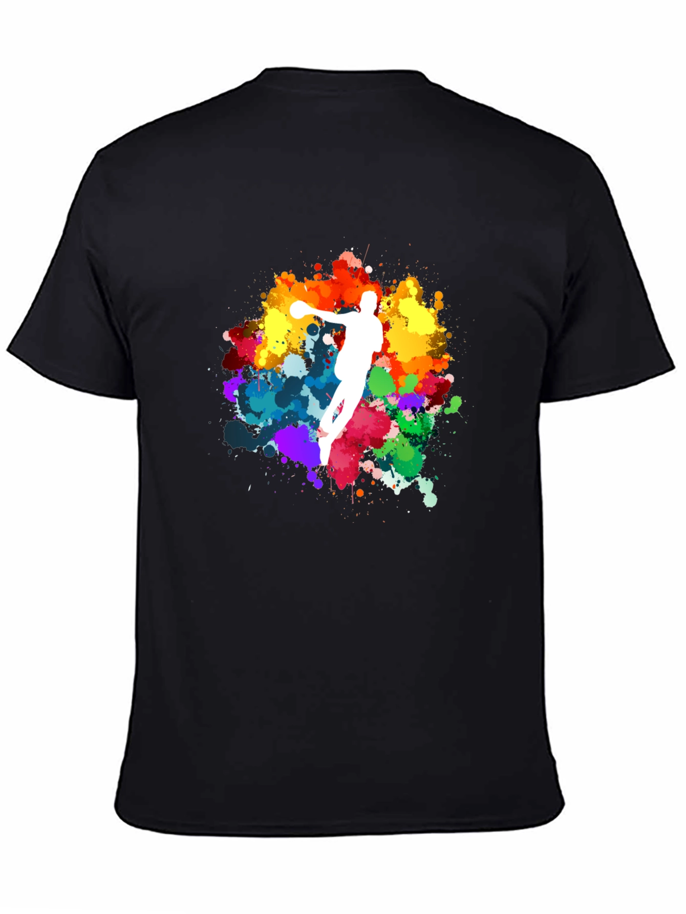 Black Colorful Sports Silhouette Graphic Tee - Black view 4