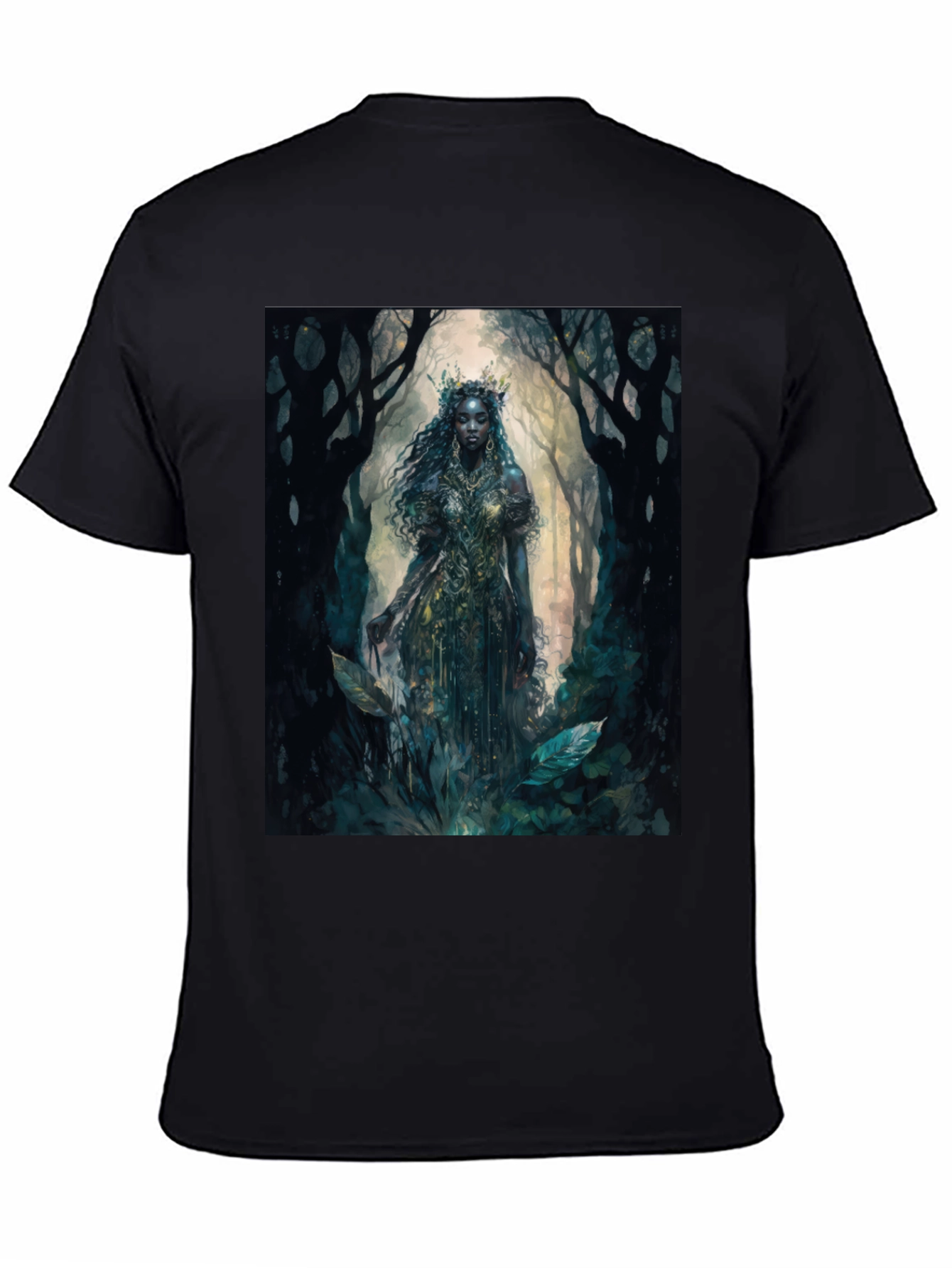 Black Mystic Forest Queen Graphic Tee - Black view 4