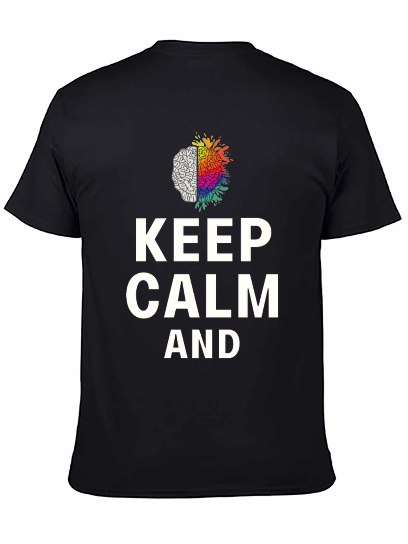Black Keep Calm Brain Graphic Tee - Soft Cotton Blend view 4