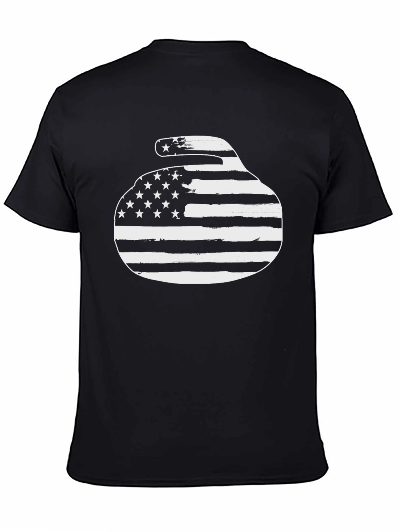 Black American Flag Curling Stone Graphic Tee view 4