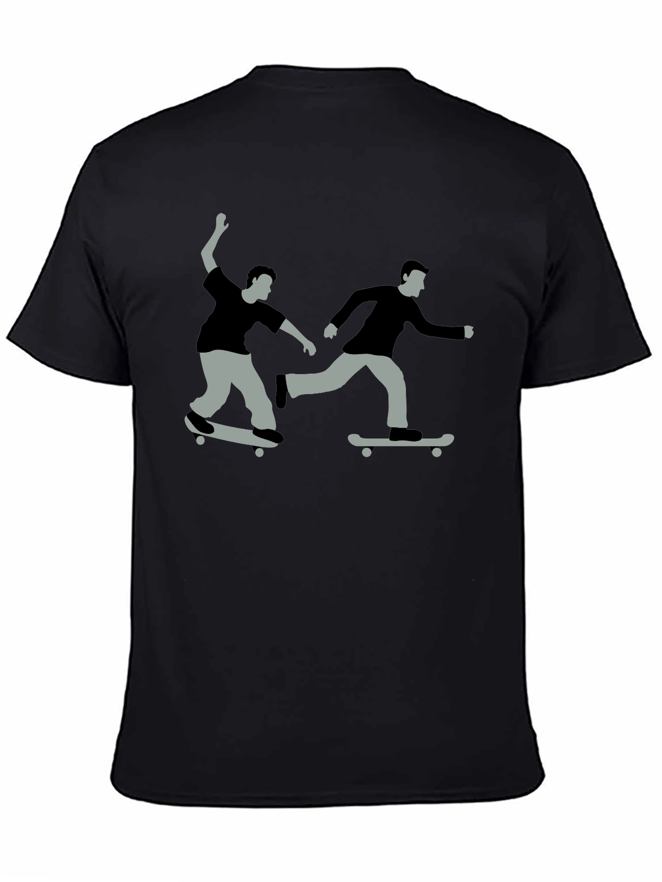 Black Skateboard Graphic Tee - Black Cotton T-Shirt view 4