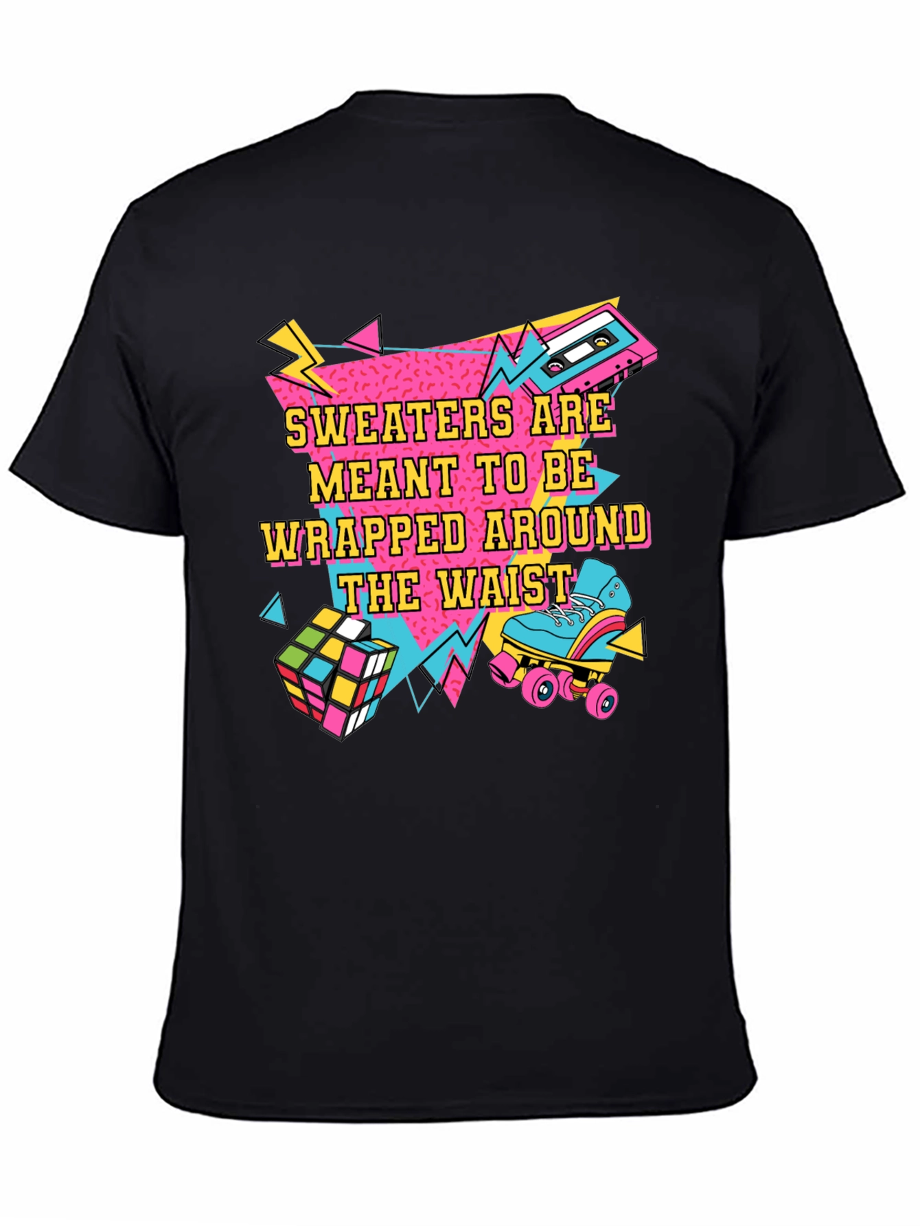 Black Retro 90s "Sweaters Around Waist" Graphic Tee view 4