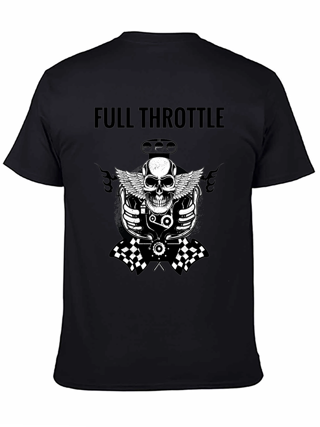 Black Full Throttle Skull Graphic Tee - Black view 4