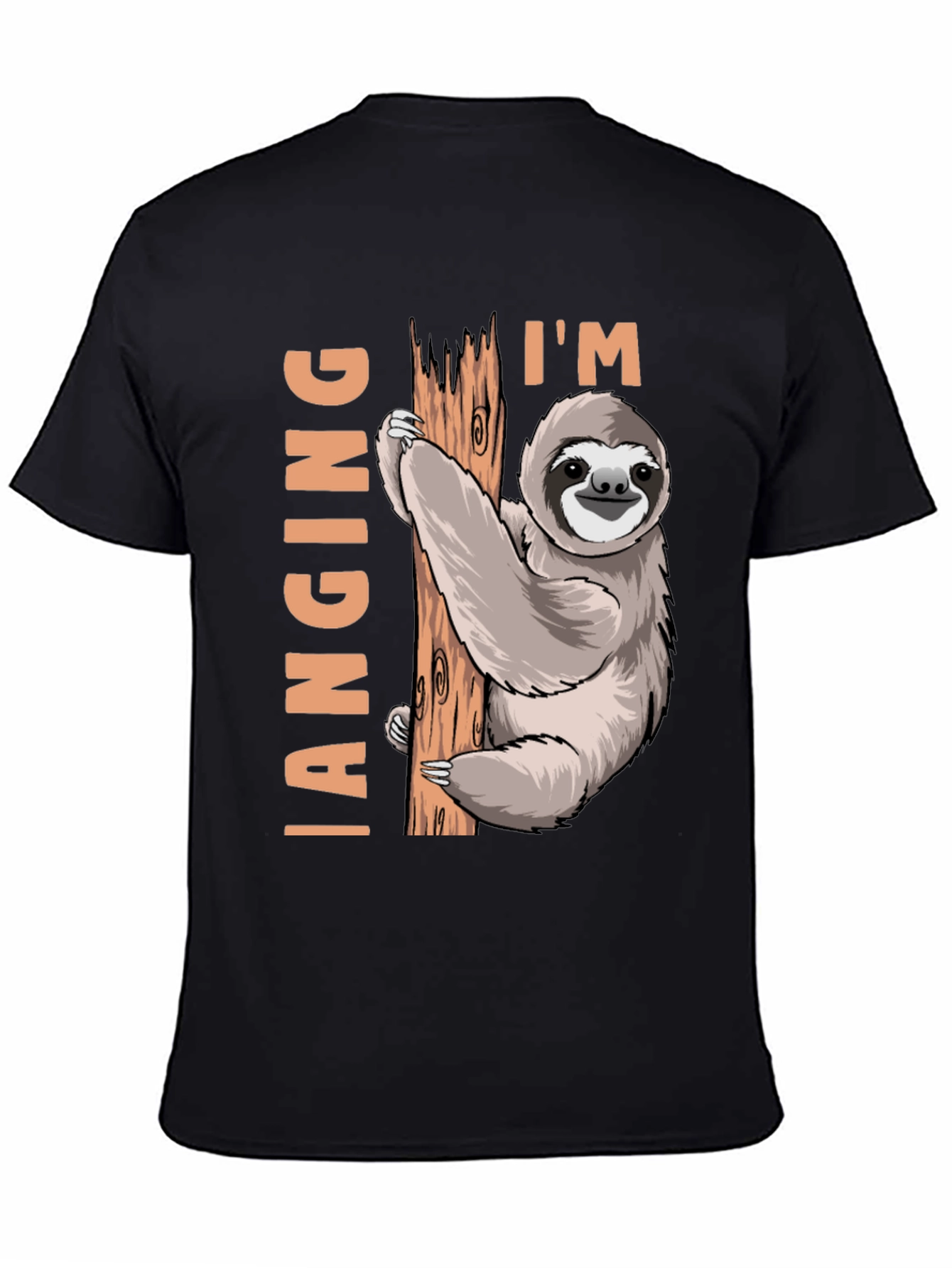 Black I'm Hanging Sloth T-Shirt: Funny Sloth Design view 4