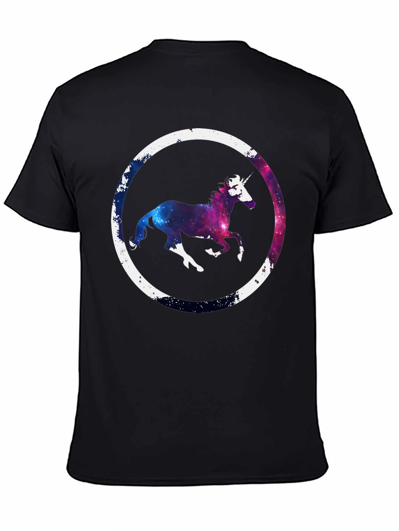 Black Galaxy Unicorn Graphic Tee - Black Cotton Blend view 4