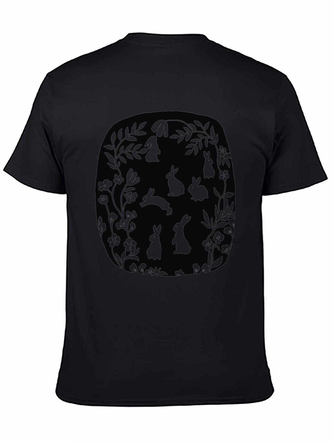 Black Bunny Floral Graphic Tee - Men's Black T-Shirt view 4