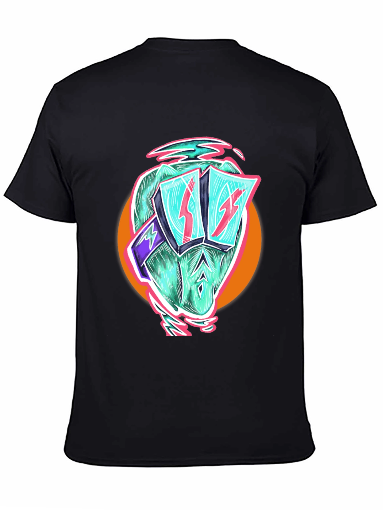 Black Cool Dino Black T-Shirt - Retro Cartoon Graphic view 4