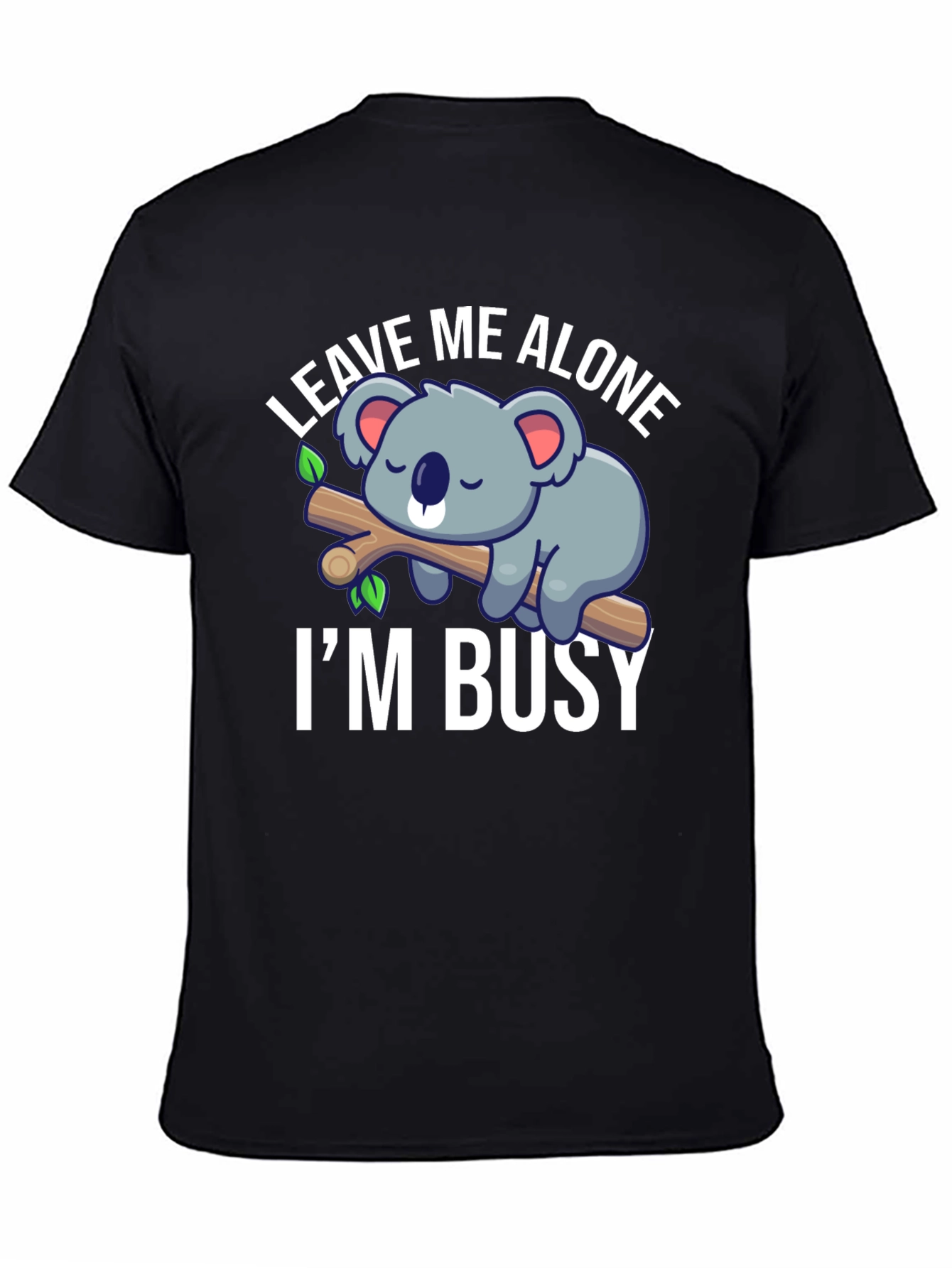 Black Leave Me Alone I'm Busy Koala Graphic T-Shirt view 4