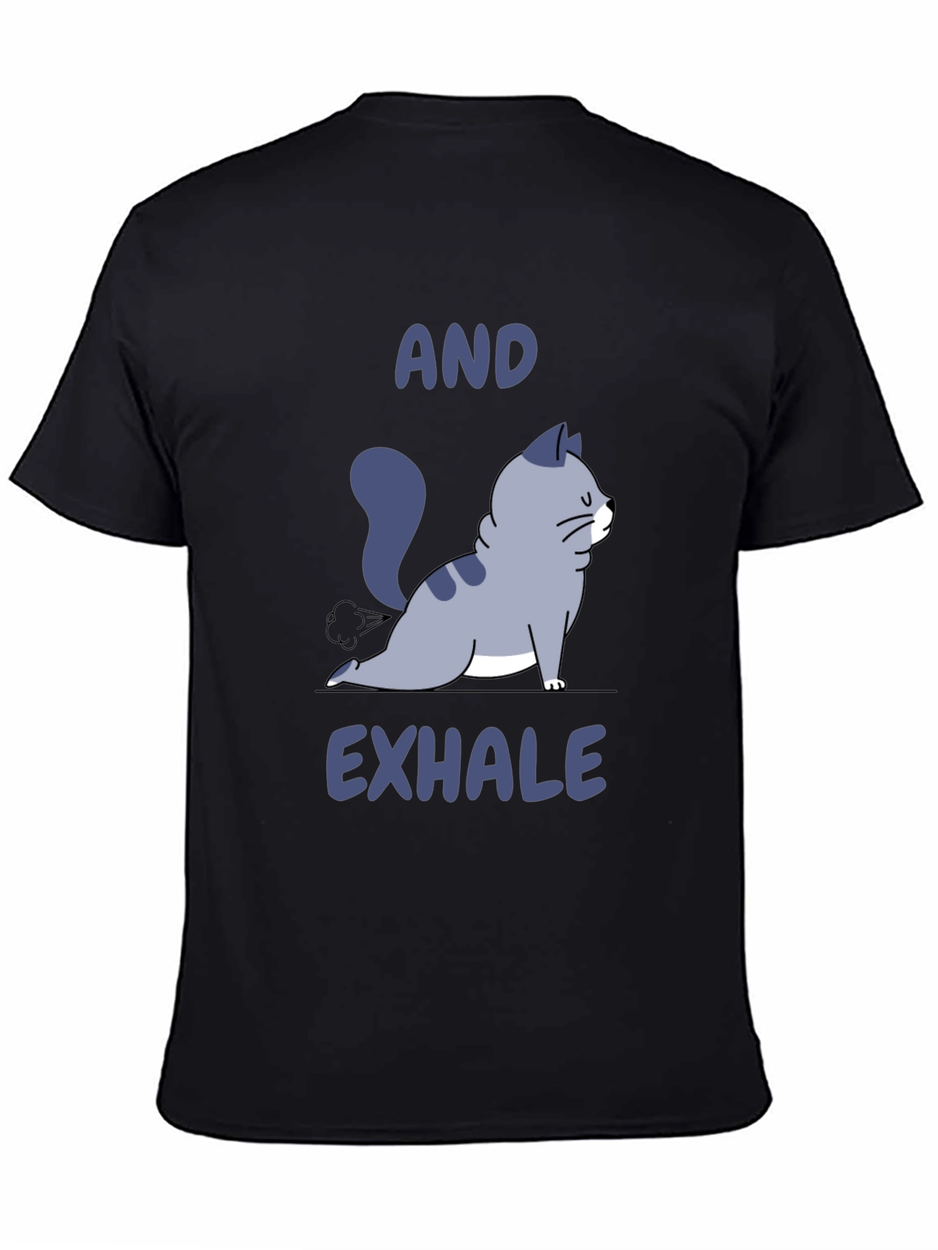 Black Yoga Cat Fart And Exhale T-Shirt view 4