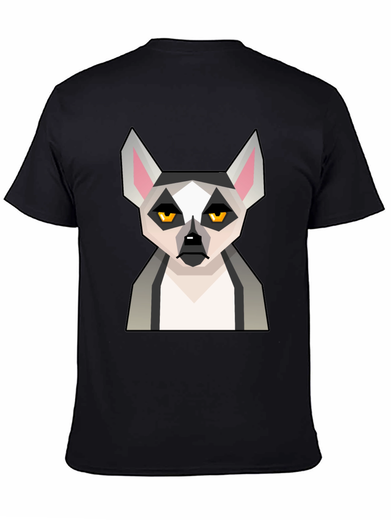 Black Geometric Lemur Graphic T-Shirt - Black view 4