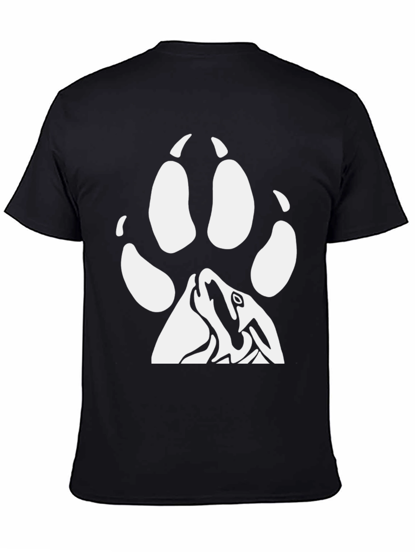 Black Black Wolf Paw Print Graphic Tee view 4