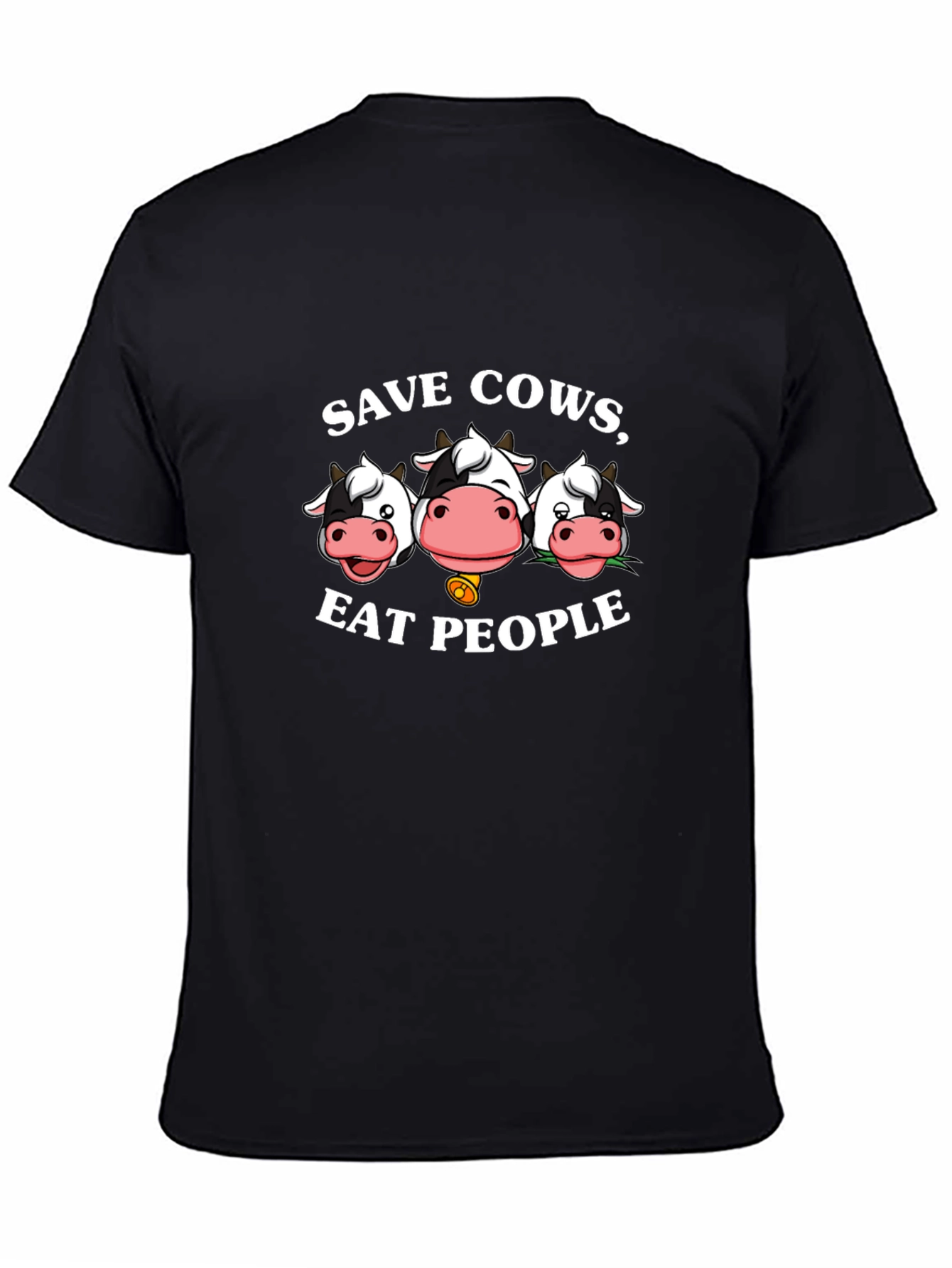 Black Save Cows Eat People Black Graphic T-Shirt view 4