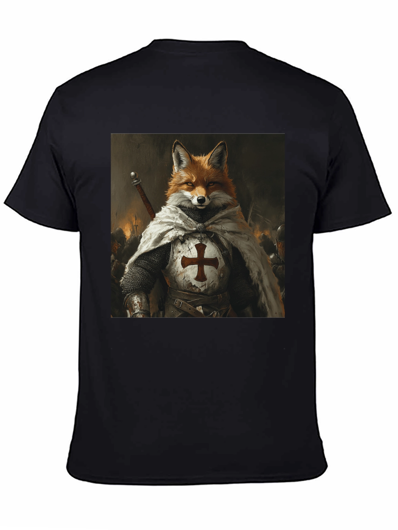 Black Fox Knight Graphic Tee - Medieval Style view 4
