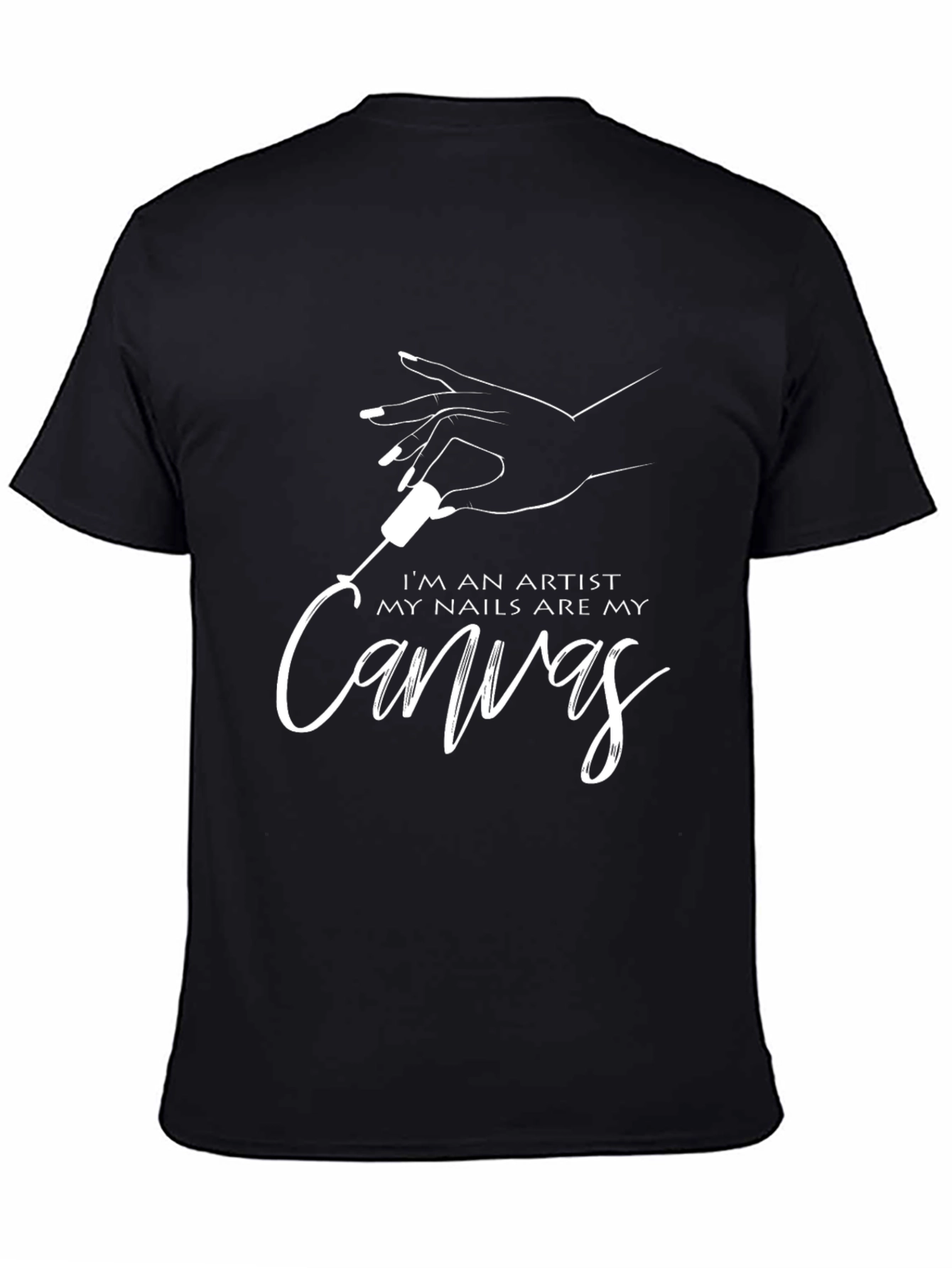 Black Artist Canvas T-Shirt - Nail Design Tee view 4