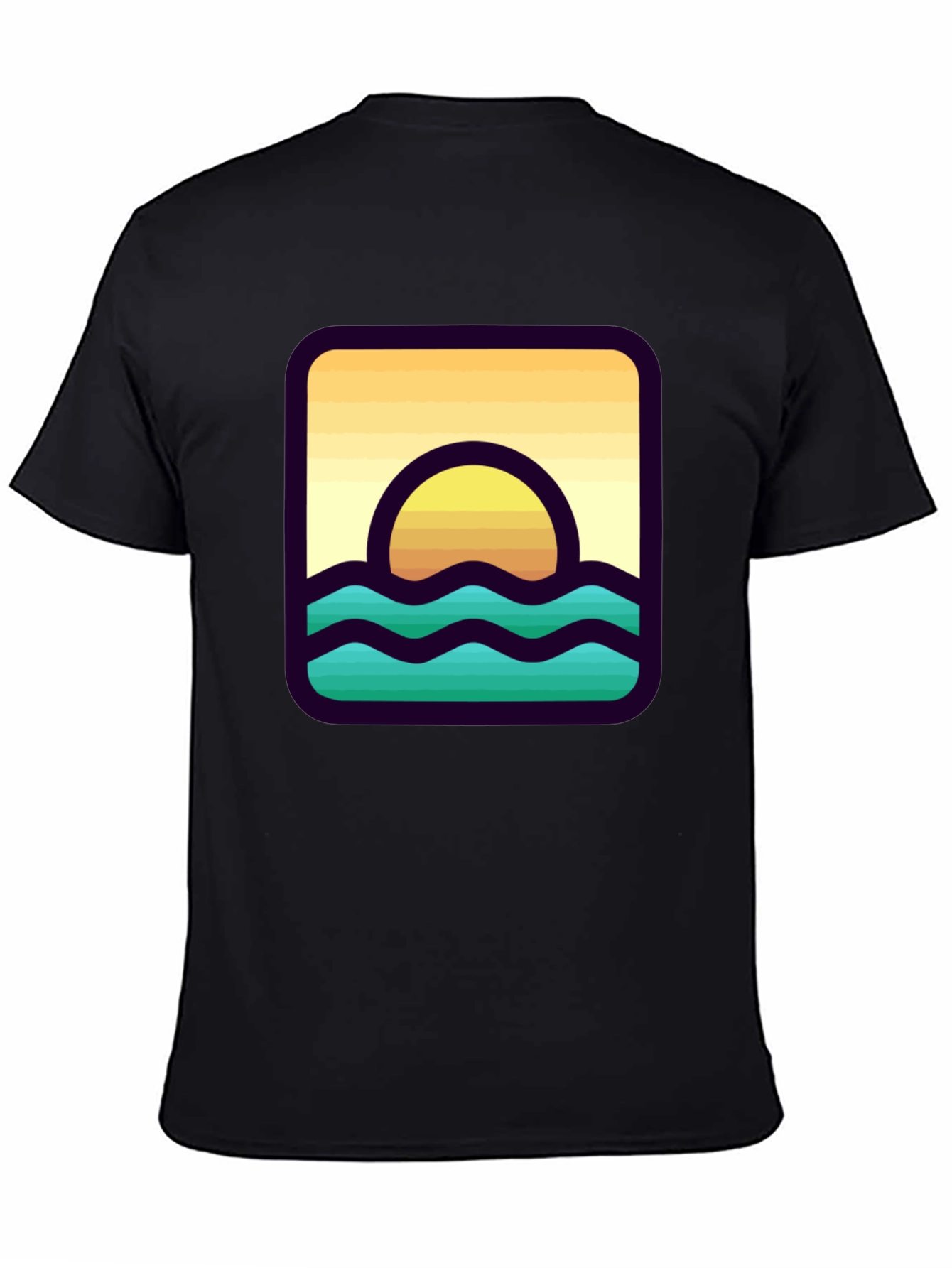 Black Sunset Waves Graphic T-Shirt view 4