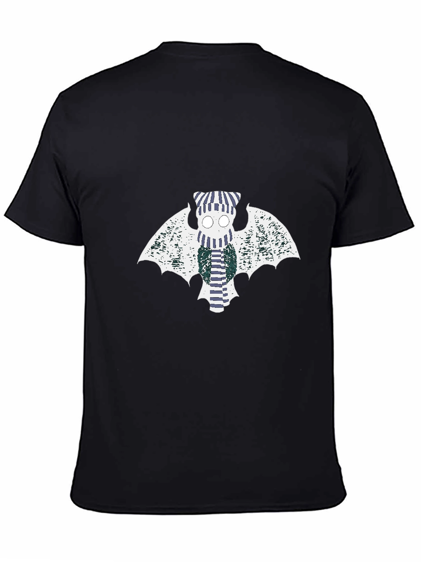Black Striped Bat Graphic Tee - Black view 4