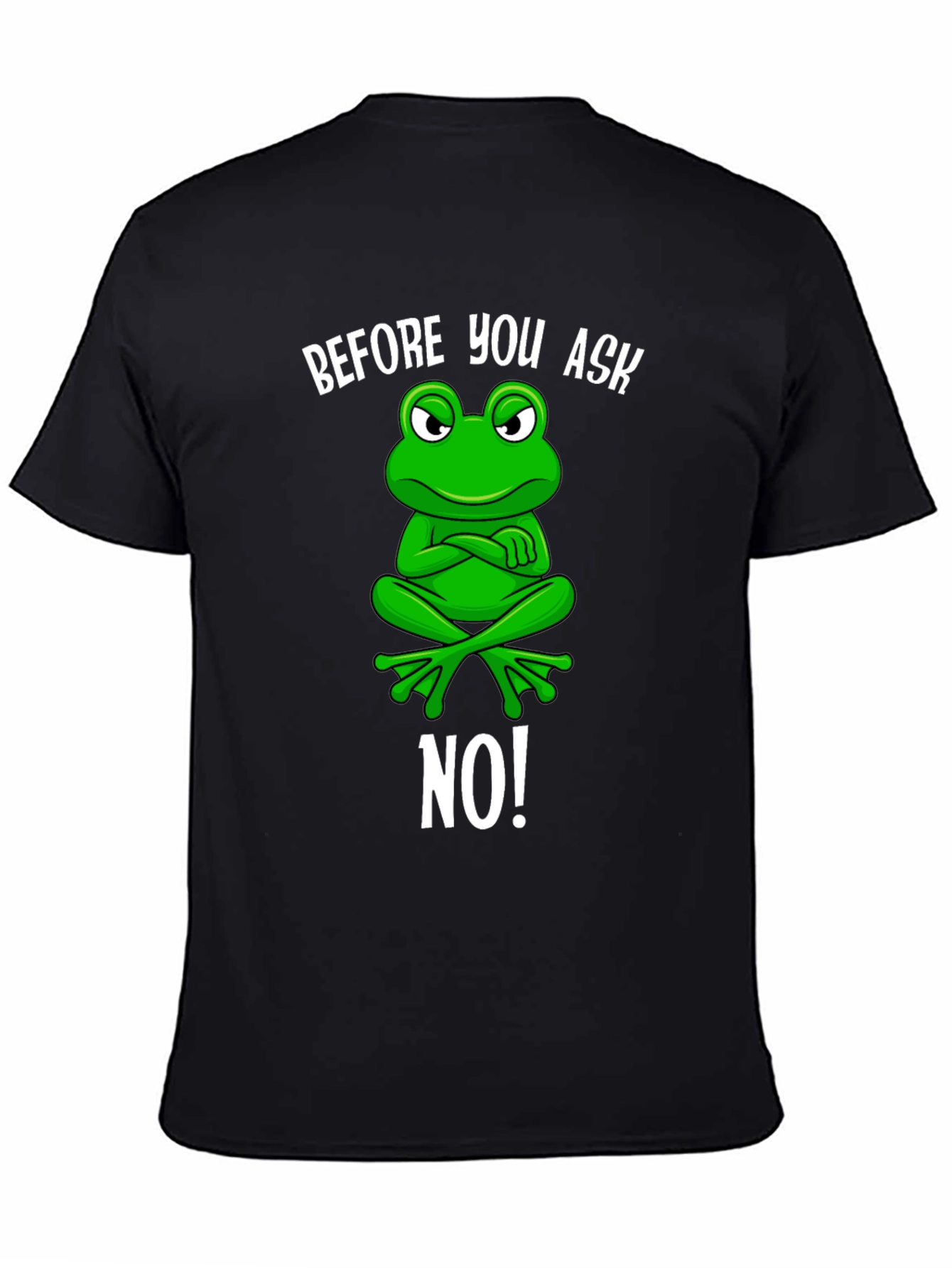 Black Funny Frog T-Shirt - Before You Ask, No! view 4