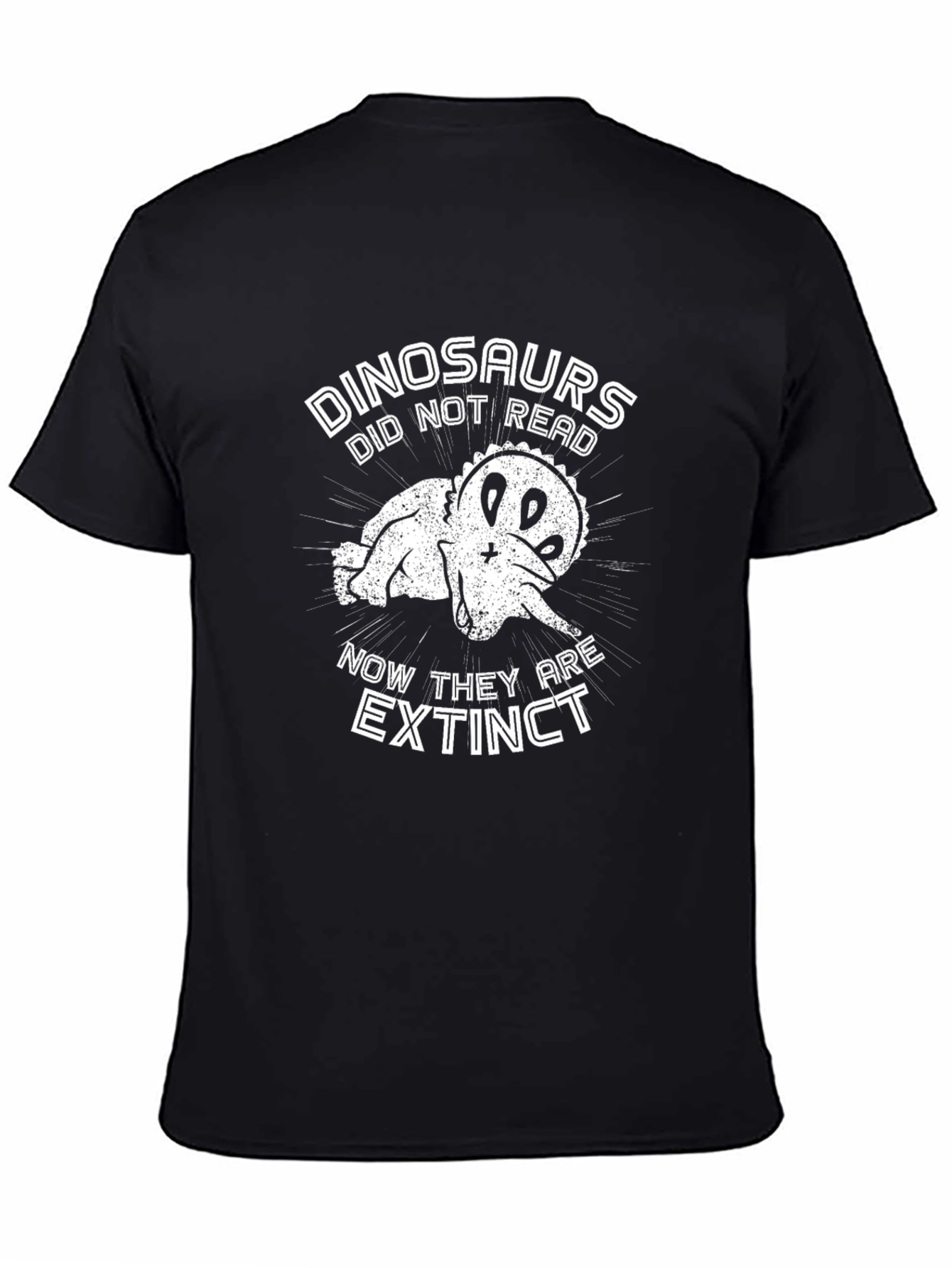 Black Funny Dinosaur Extinct T-Shirt - Read or Die! view 4