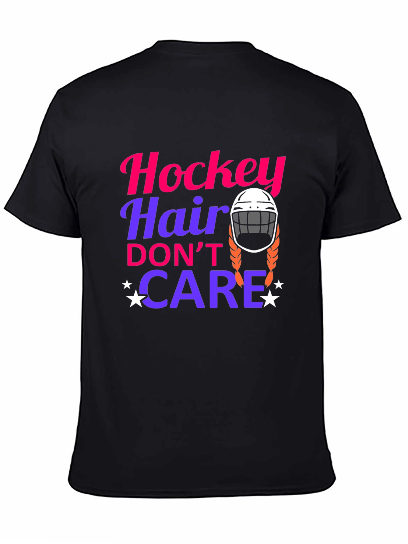 Black Hockey Hair Don't Care Graphic Tee view 4