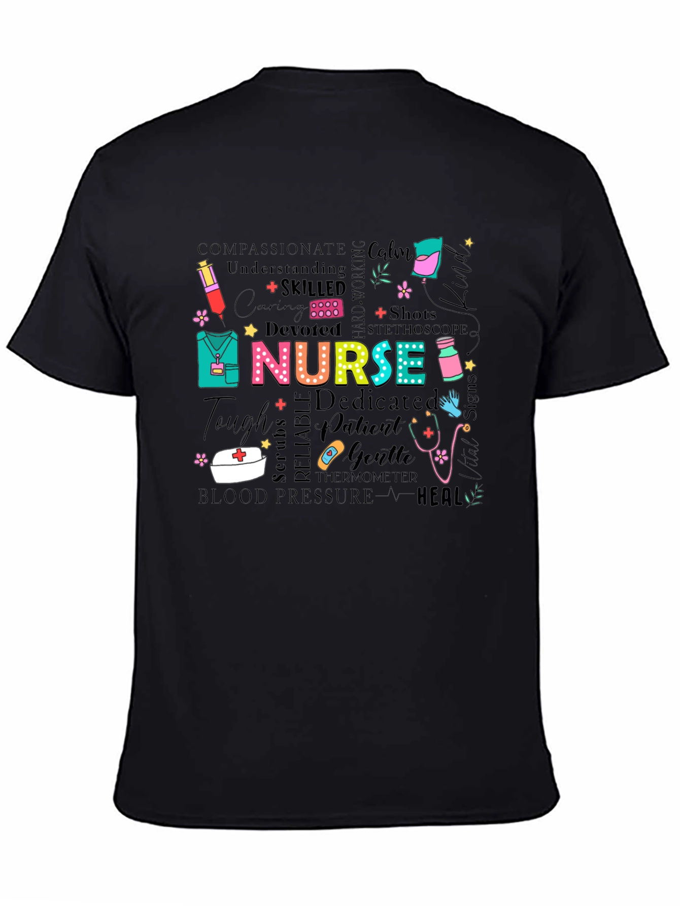 Black Nurse Graphic T-Shirt - Medical Professional Apparel view 4