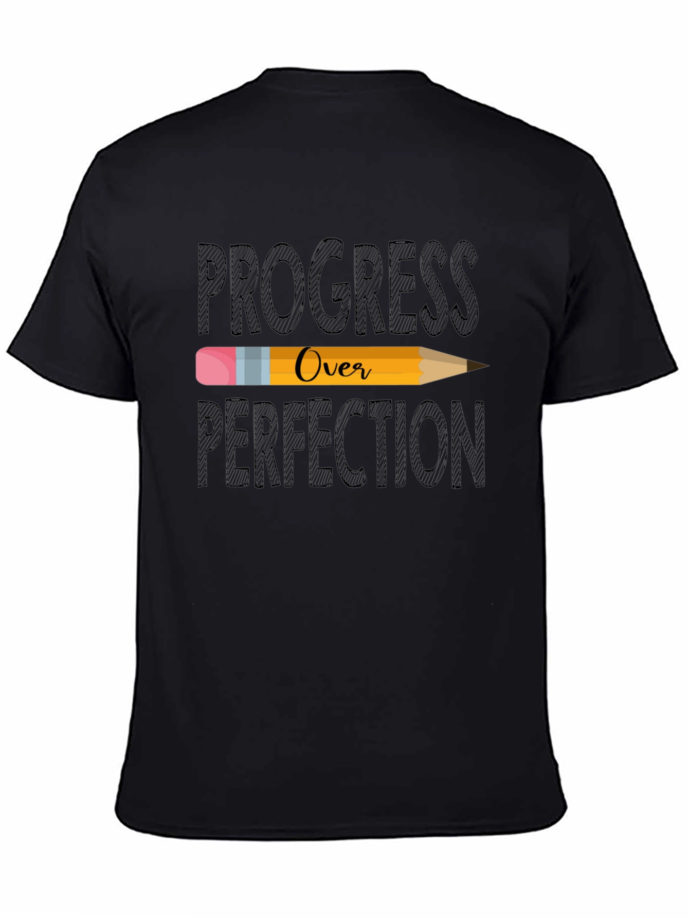 Black Progress Over Perfection Tee view 4