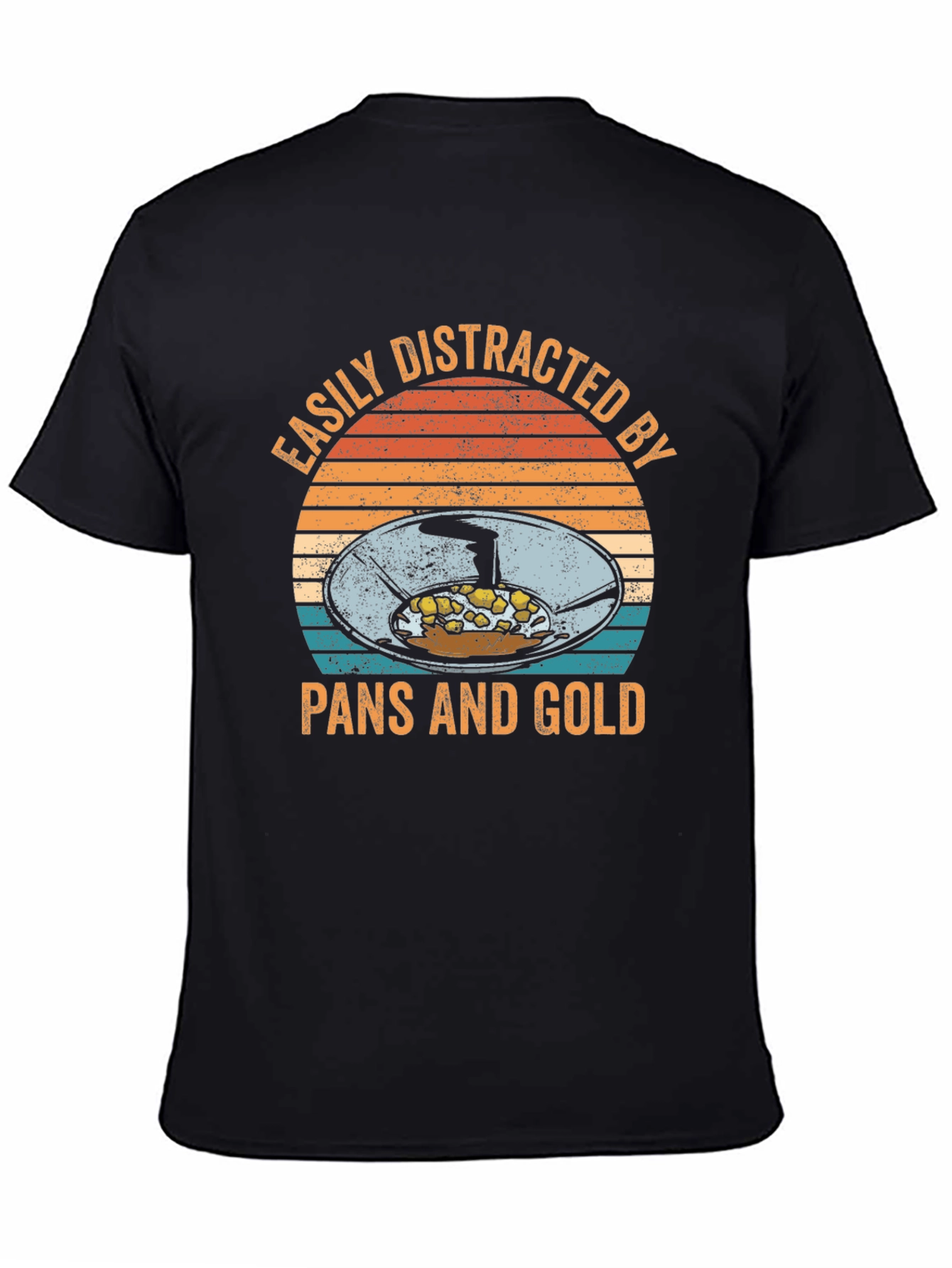 Black Easily Distracted by Pans and Gold T-Shirt view 4