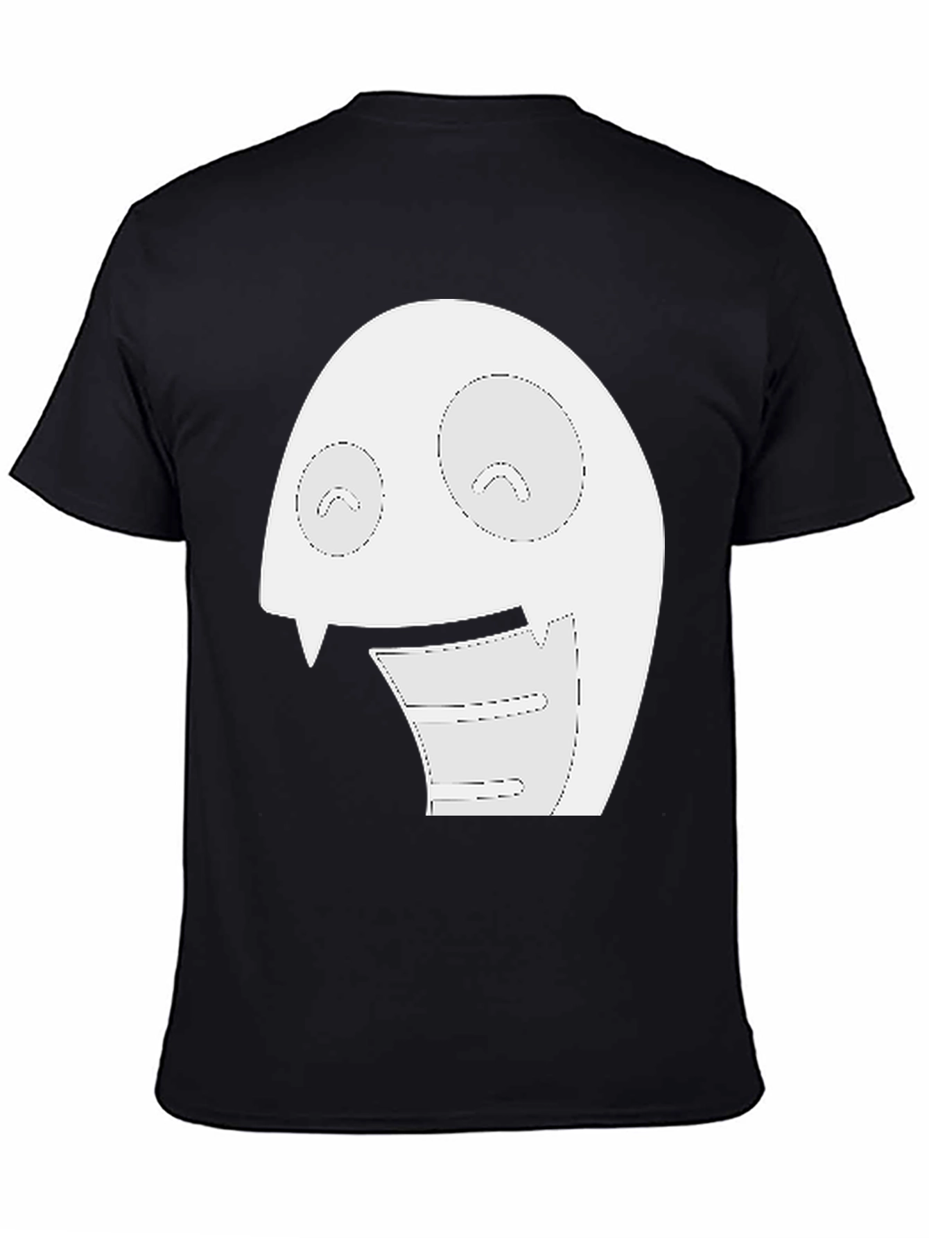 Black Fun Cartoon Face Graphic Tee - Black Cotton T-Shirt view 4