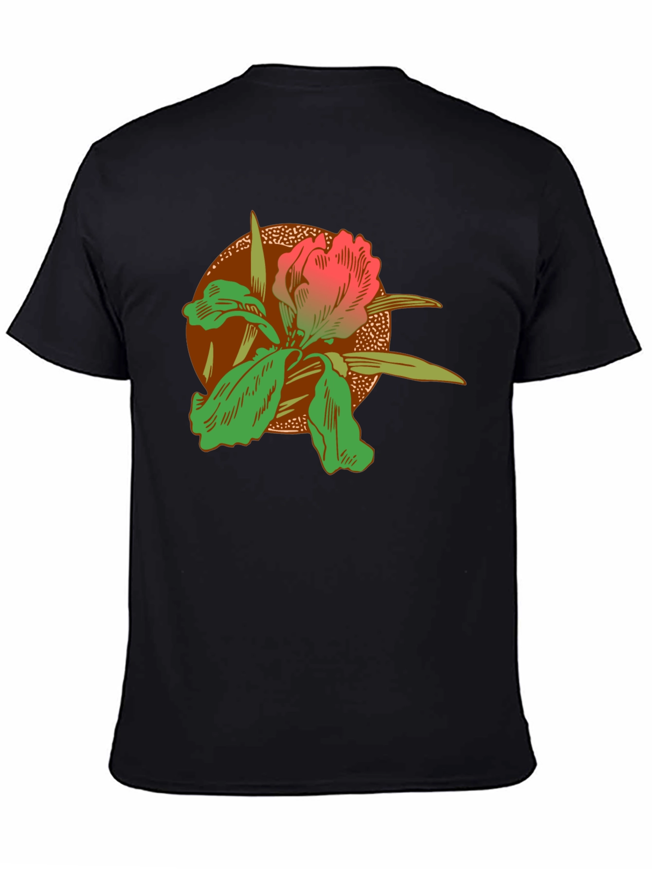 Black Floral Graphic Tee - Unique Botanical Print view 4