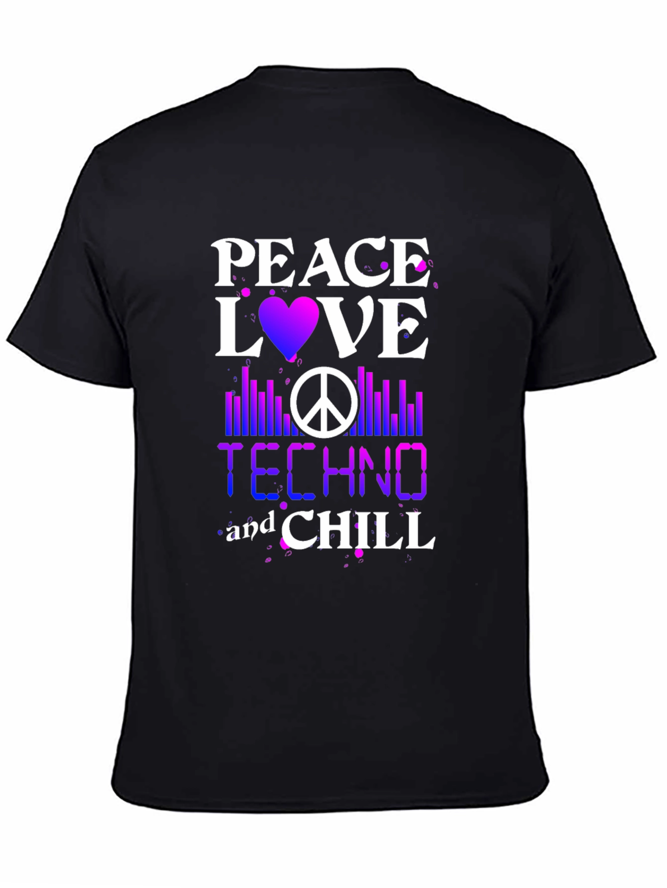 Black Peace Love Techno Chill T-Shirt view 4