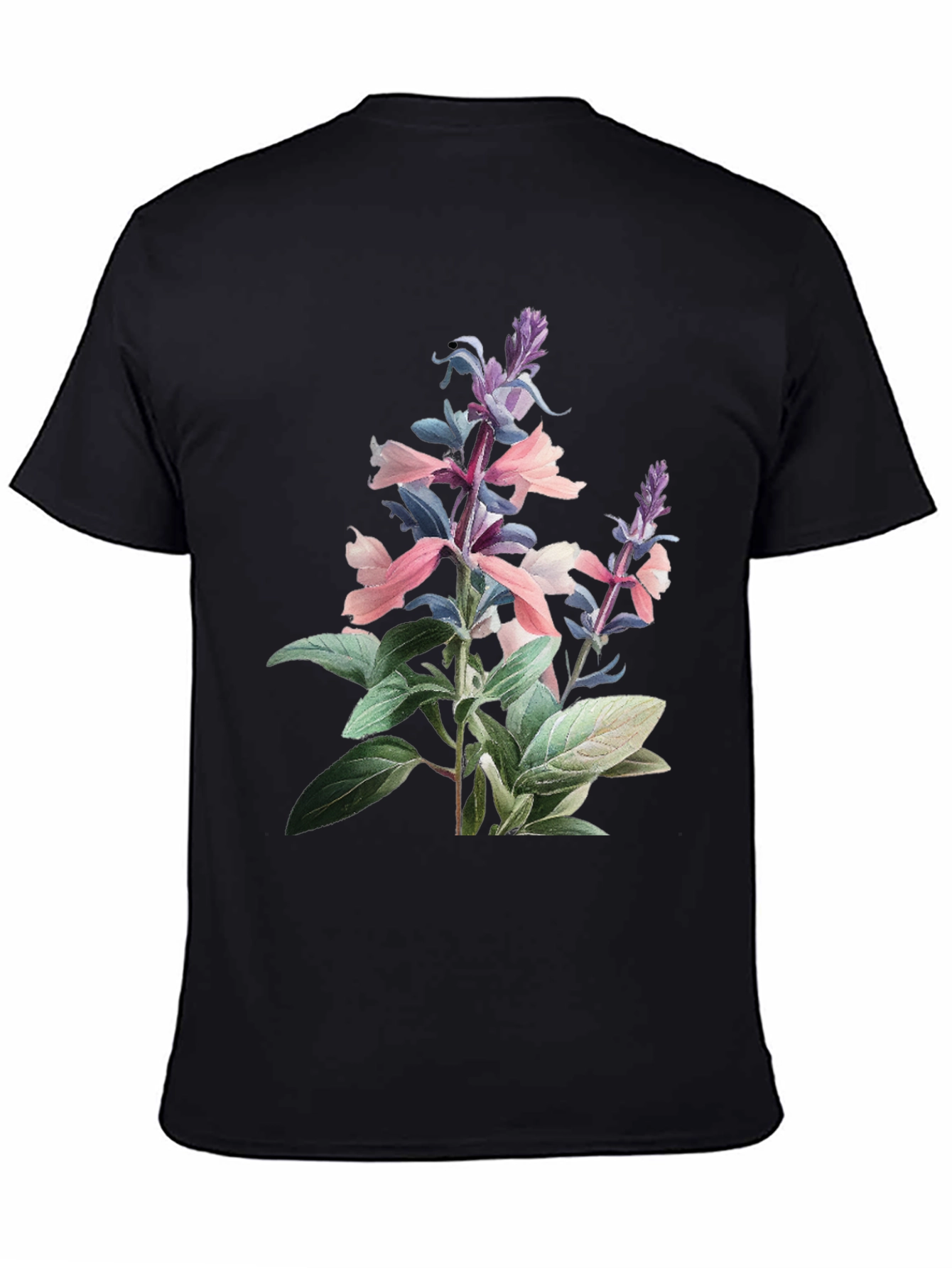 Black Floral Print Black T-Shirt view 4